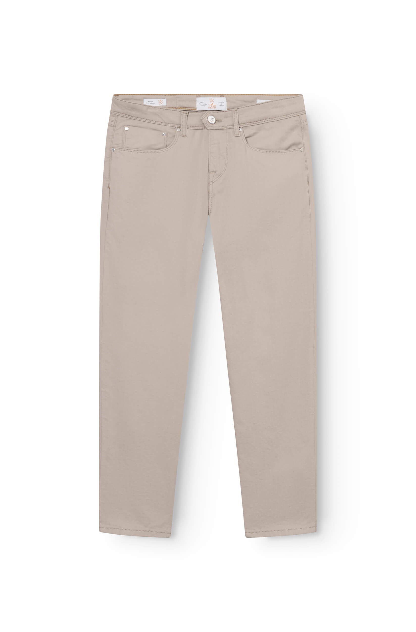 beige slim jeans in cotton and flax for men