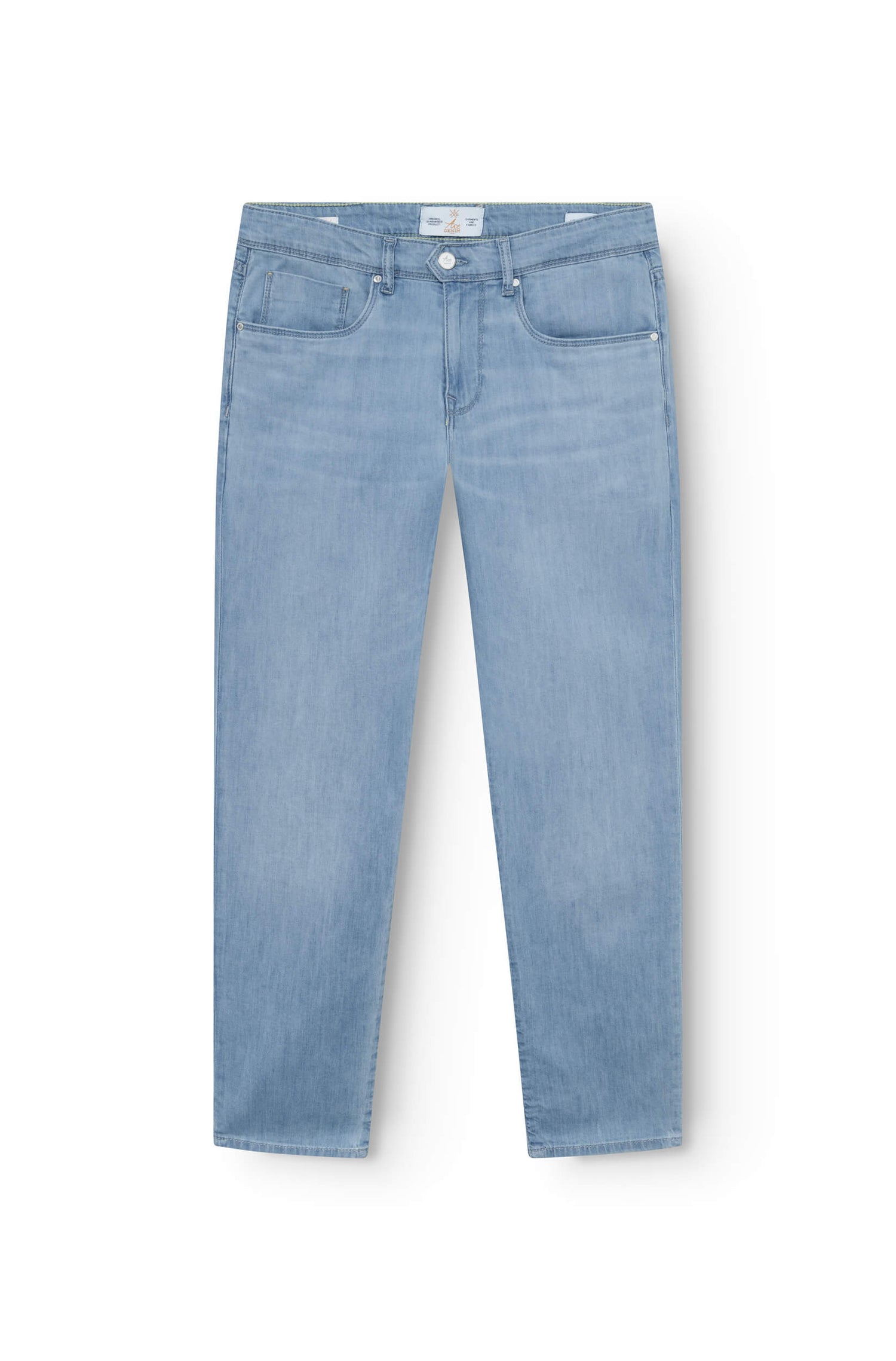 slim jeans in faded blue cotton and linen for men
