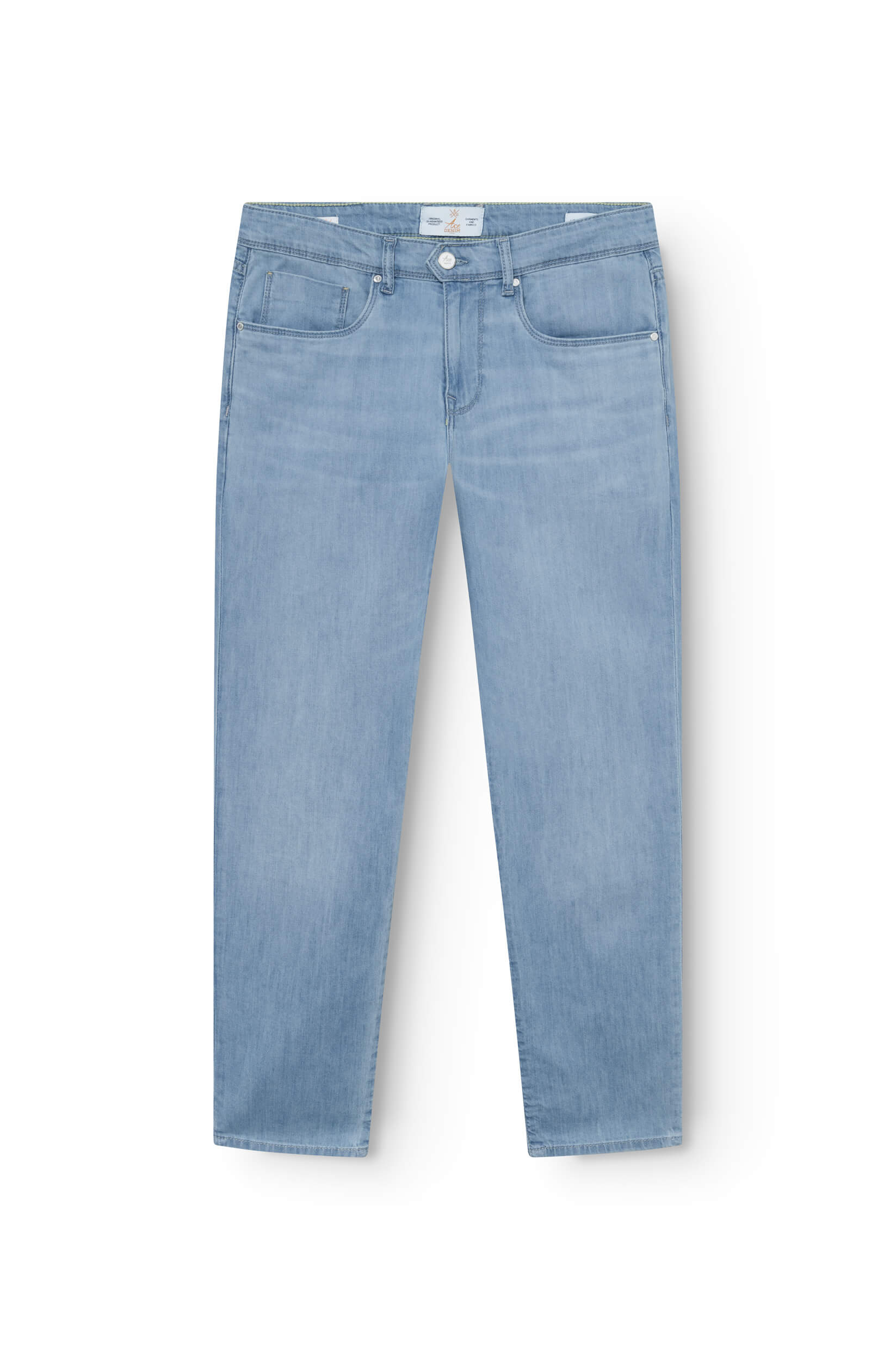 slim jeans in faded blue cotton and linen for men