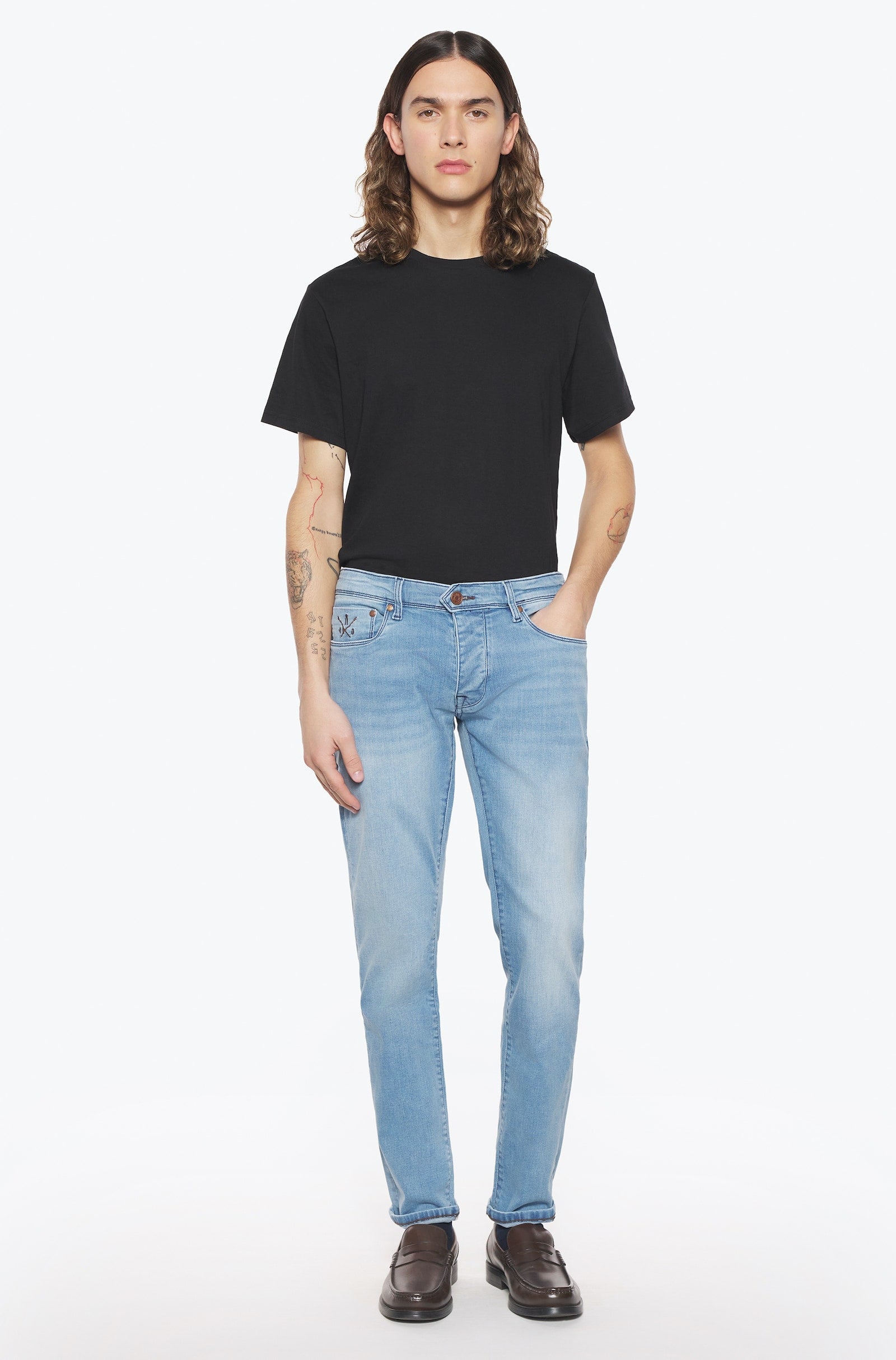 Jeans slim homme délavé brun - Ace Denim Paris