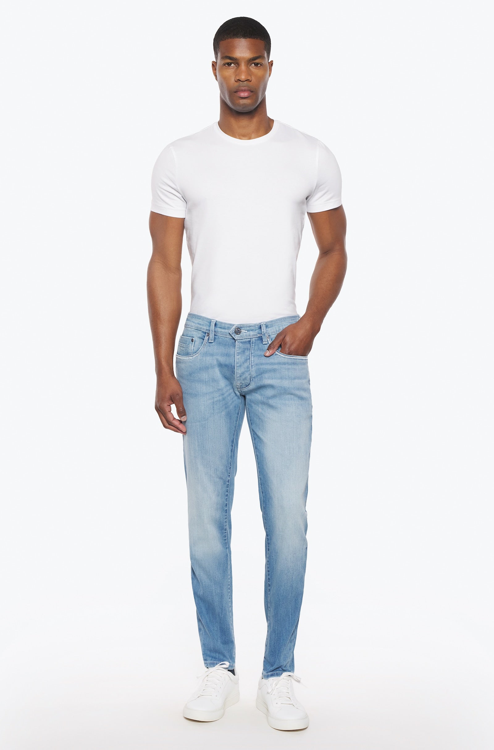White heavily bleached slim jeans for men — Ace Denim Paris