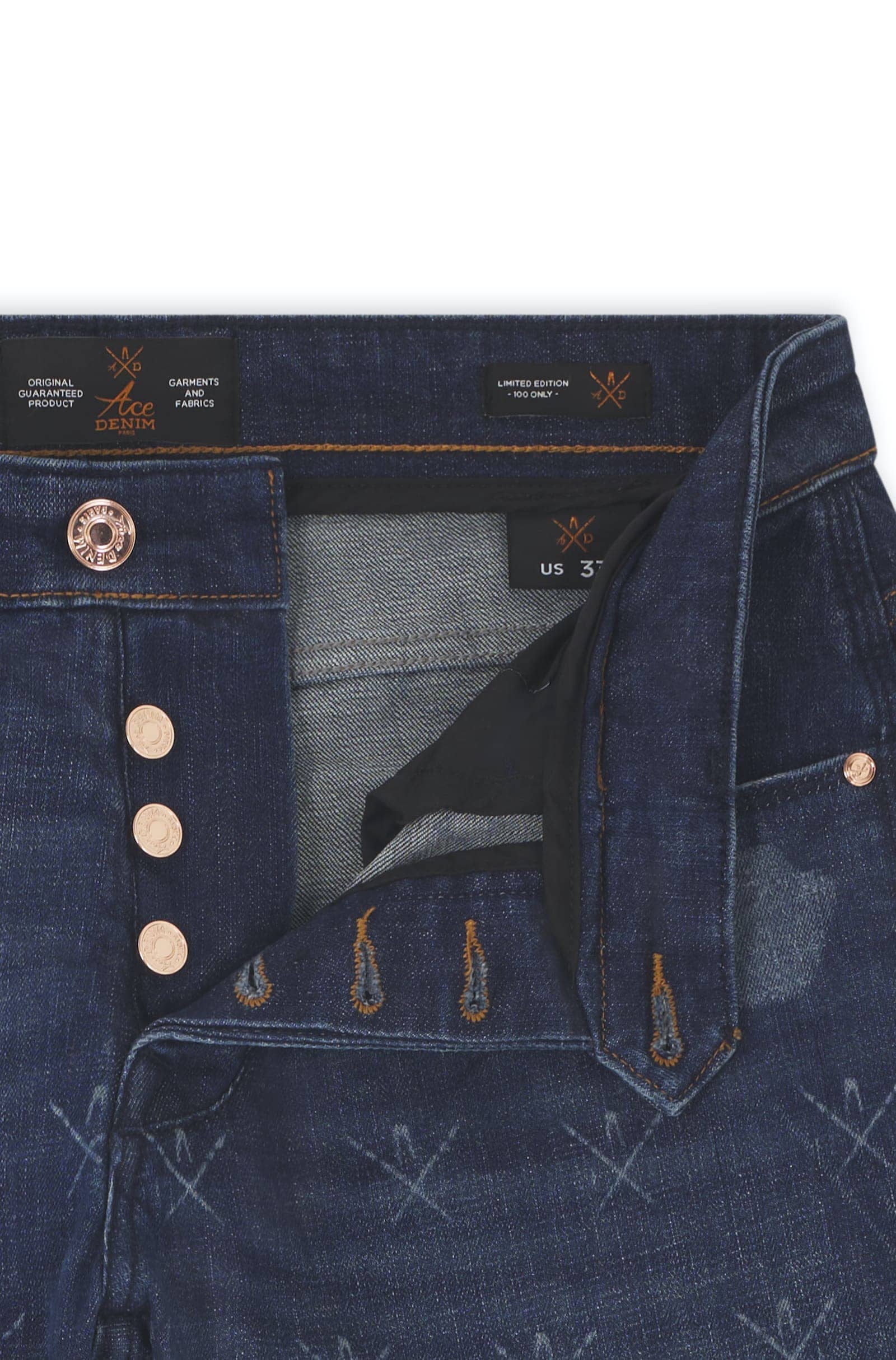 Jeans slim homme pierre foncé all over Vue 2 - Ace Denim Paris
