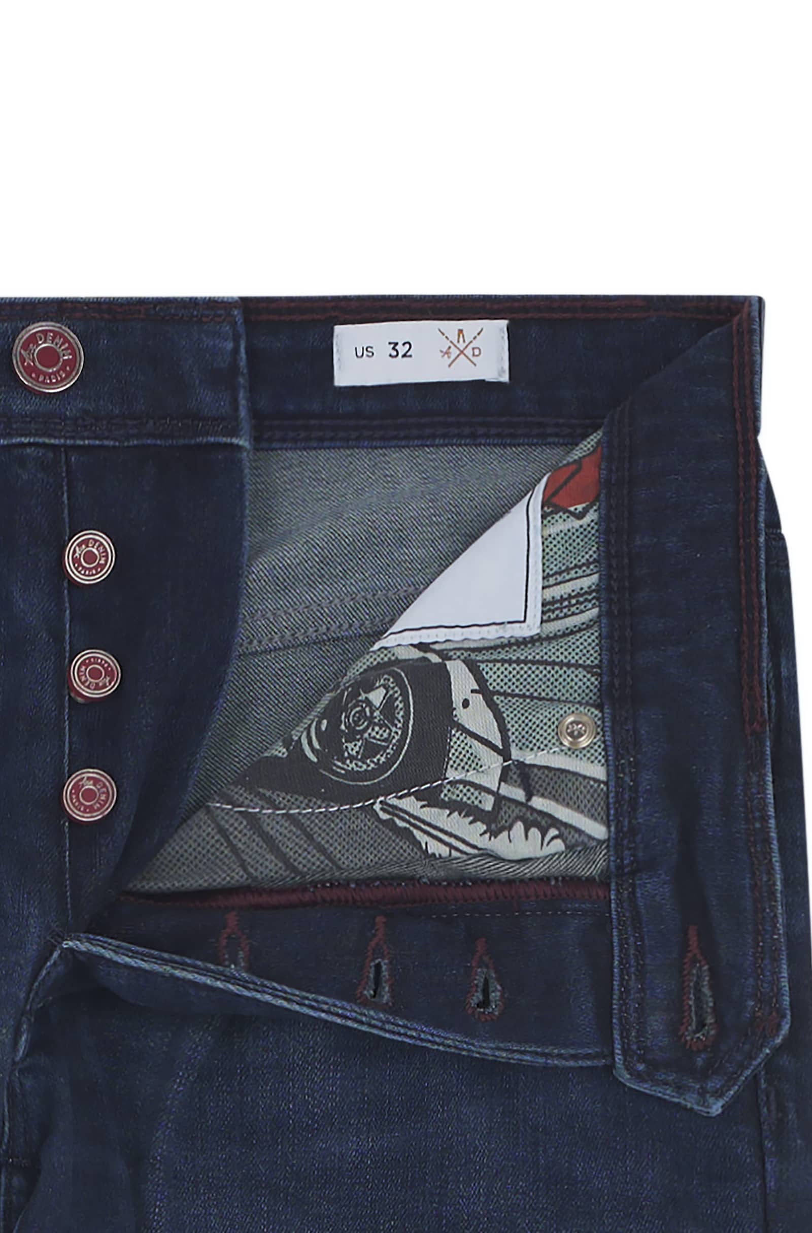 Jeans slim homme pierre moyen bordeaux Vue 3 - Ace Denim Paris