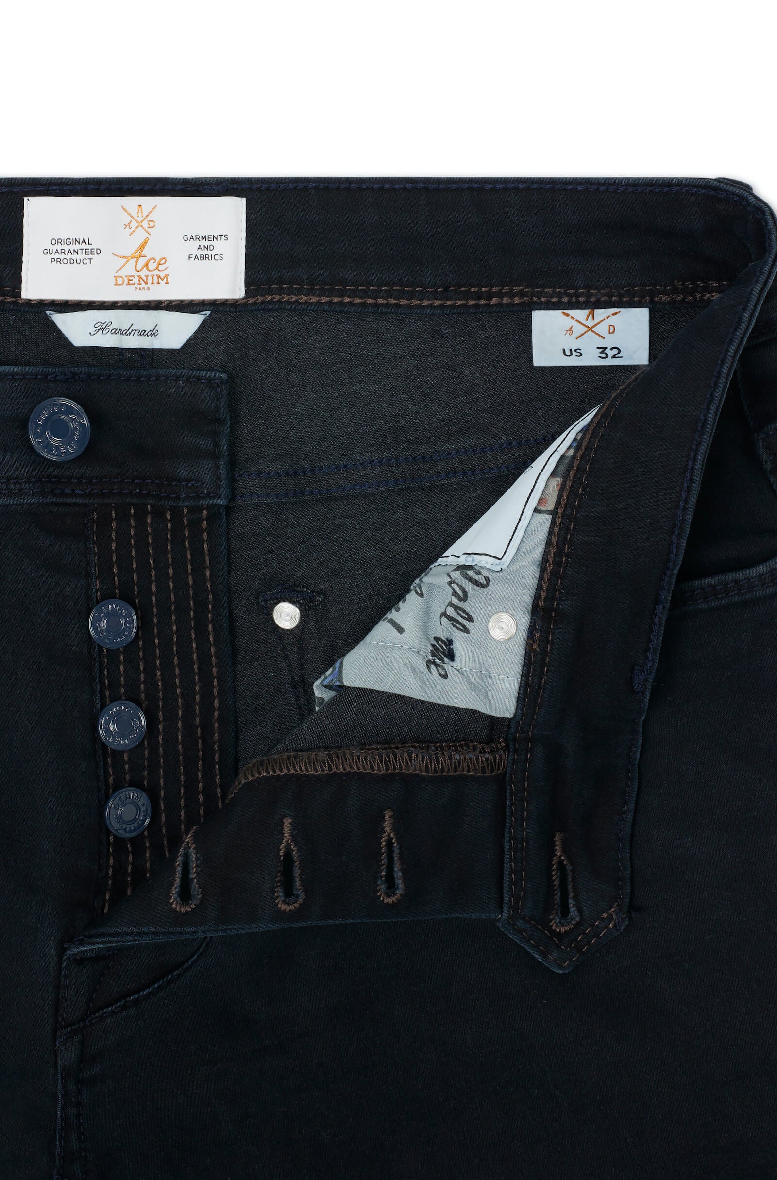 Jeans slim homme bleu nuit brun Vue 2 - Ace Denim Paris