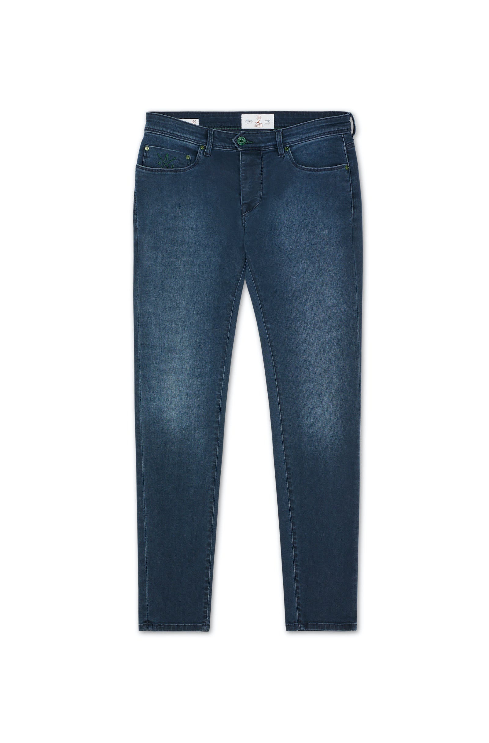 Jeans slim homme bleu foncé vert - Ace Denim Paris