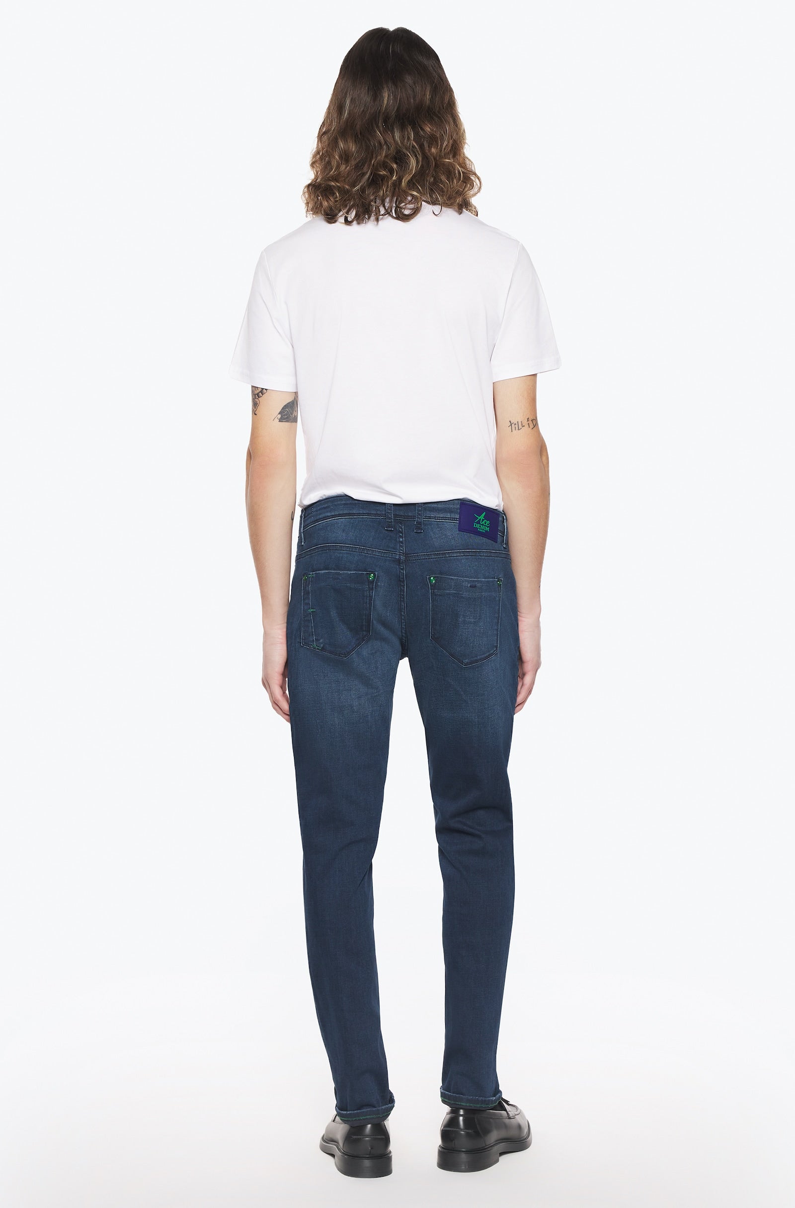 Jeans slim homme bleu foncé vert Vue 4 - Ace Denim Paris