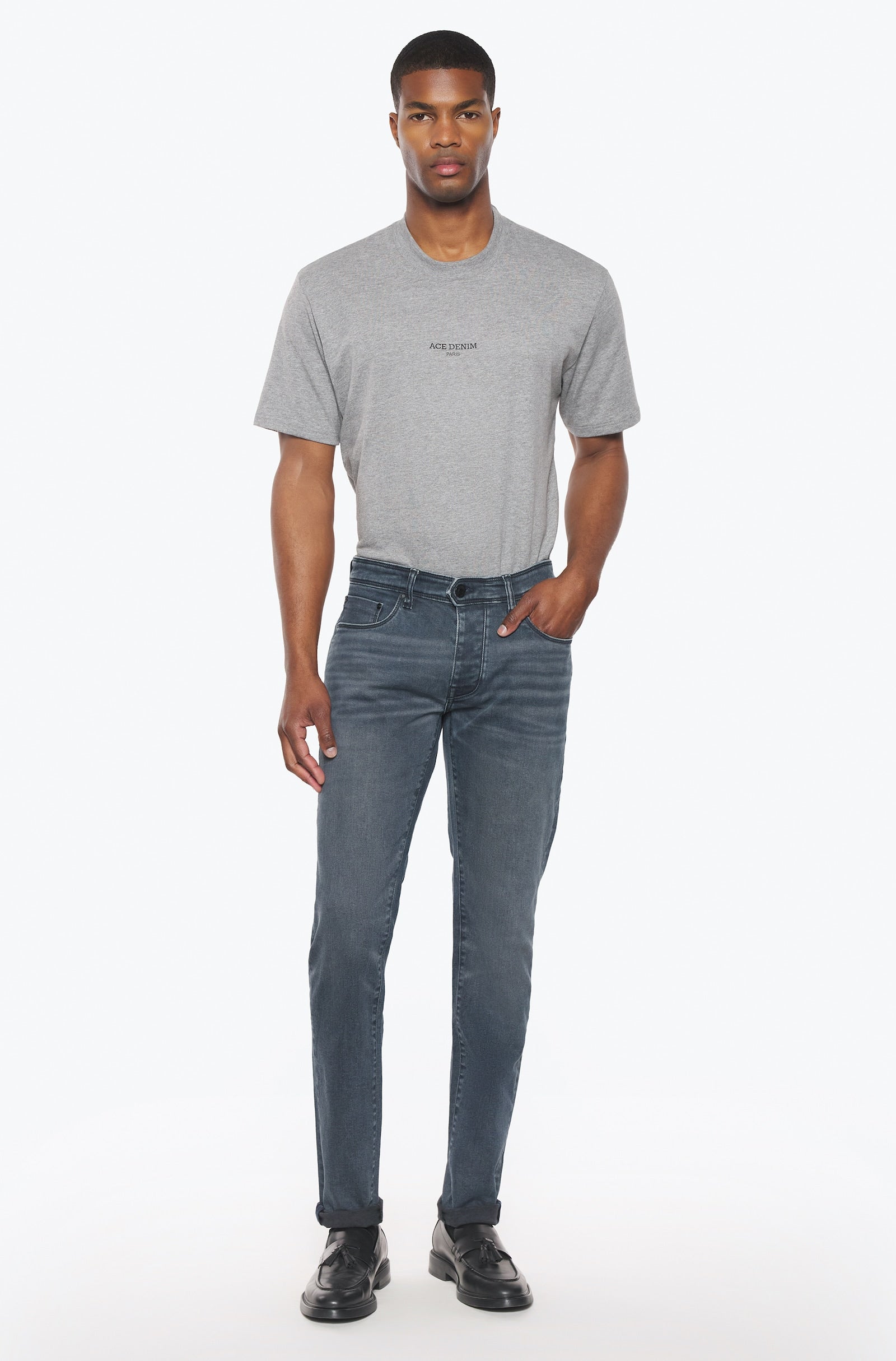 Jeans slim homme bleu gris - Ace Denim Paris