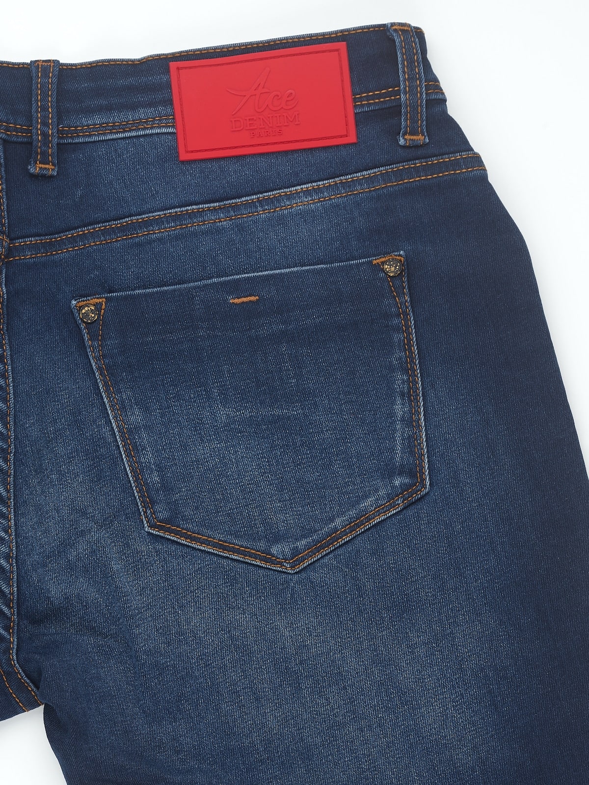 Jeans slim homme bleu foncé rouge Vue 5 - Ace Denim Paris