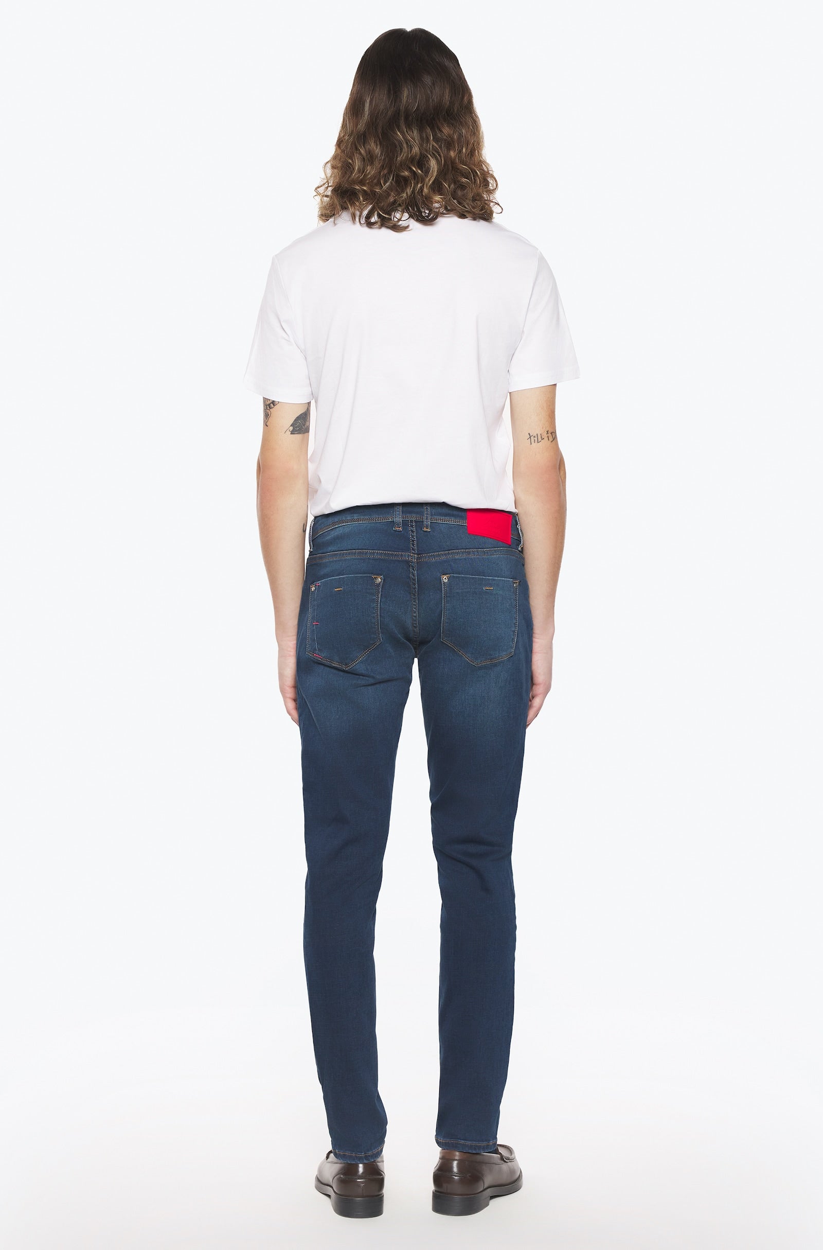 Jeans slim homme bleu foncé rouge Vue 3 - Ace Denim Paris
