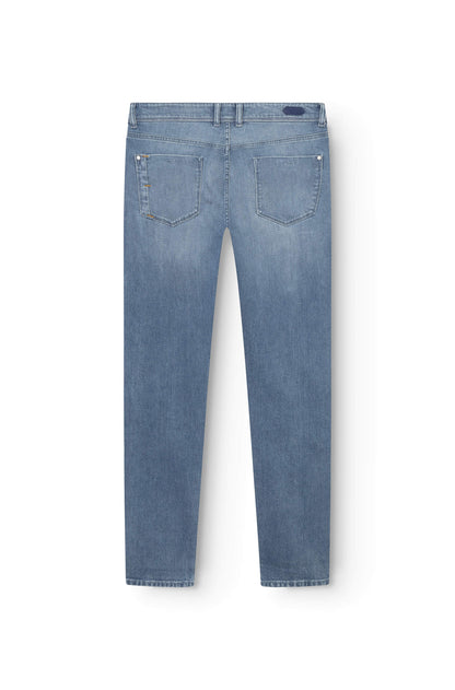 Vue de dos du jeans bleu clair en cachemire 