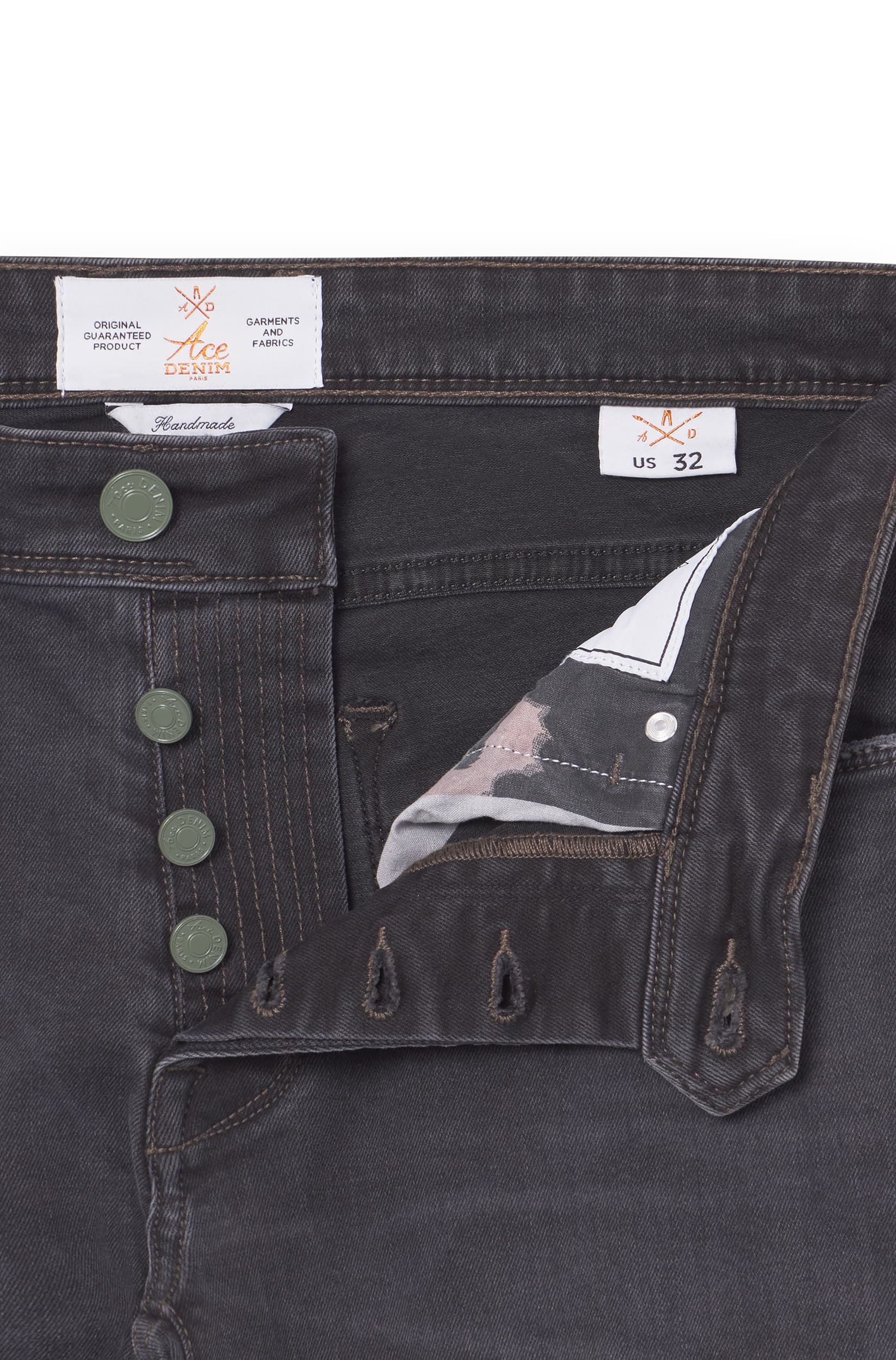 Jeans slim homme gris foncé kaki Vue 3 - Ace Denim Paris