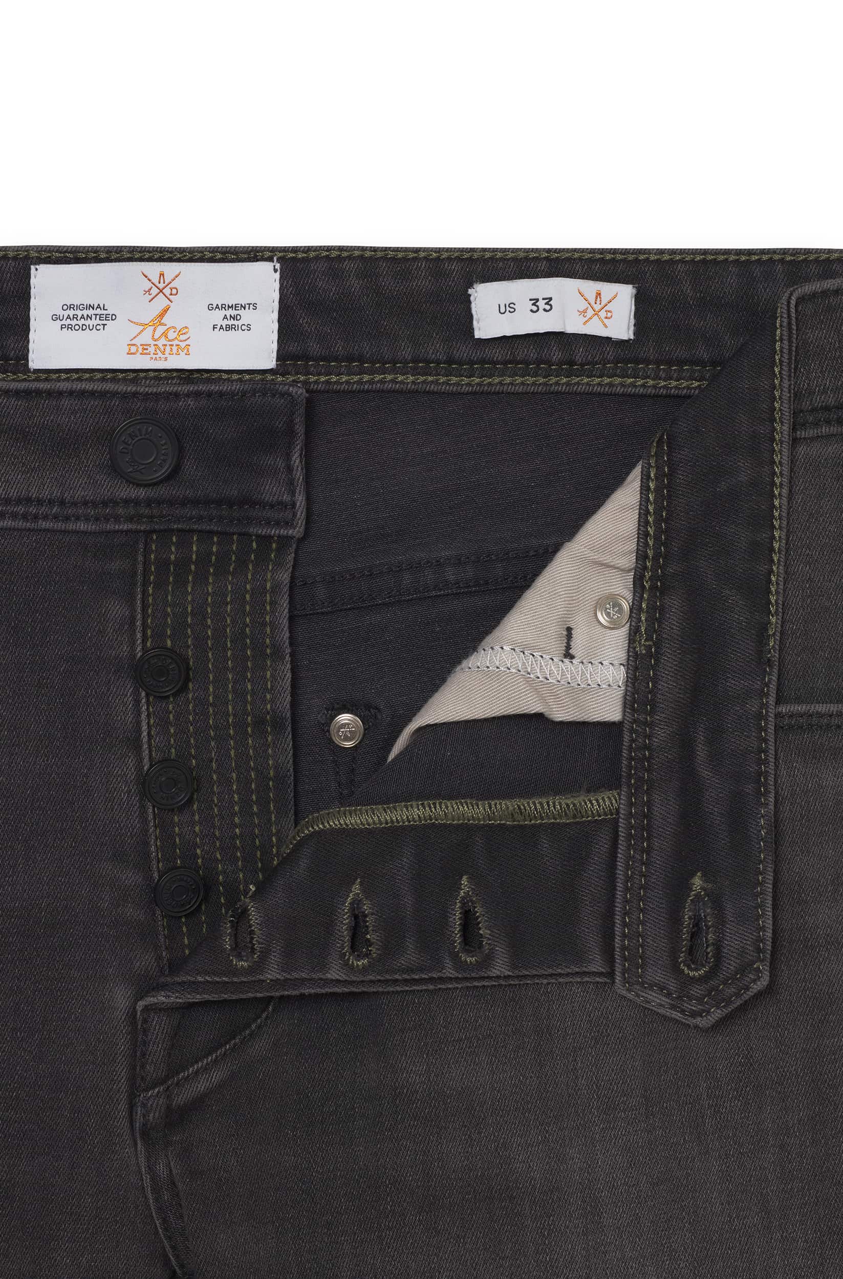 Jeans slim homme gris vert foncé Vue 2 - Ace Denim Paris