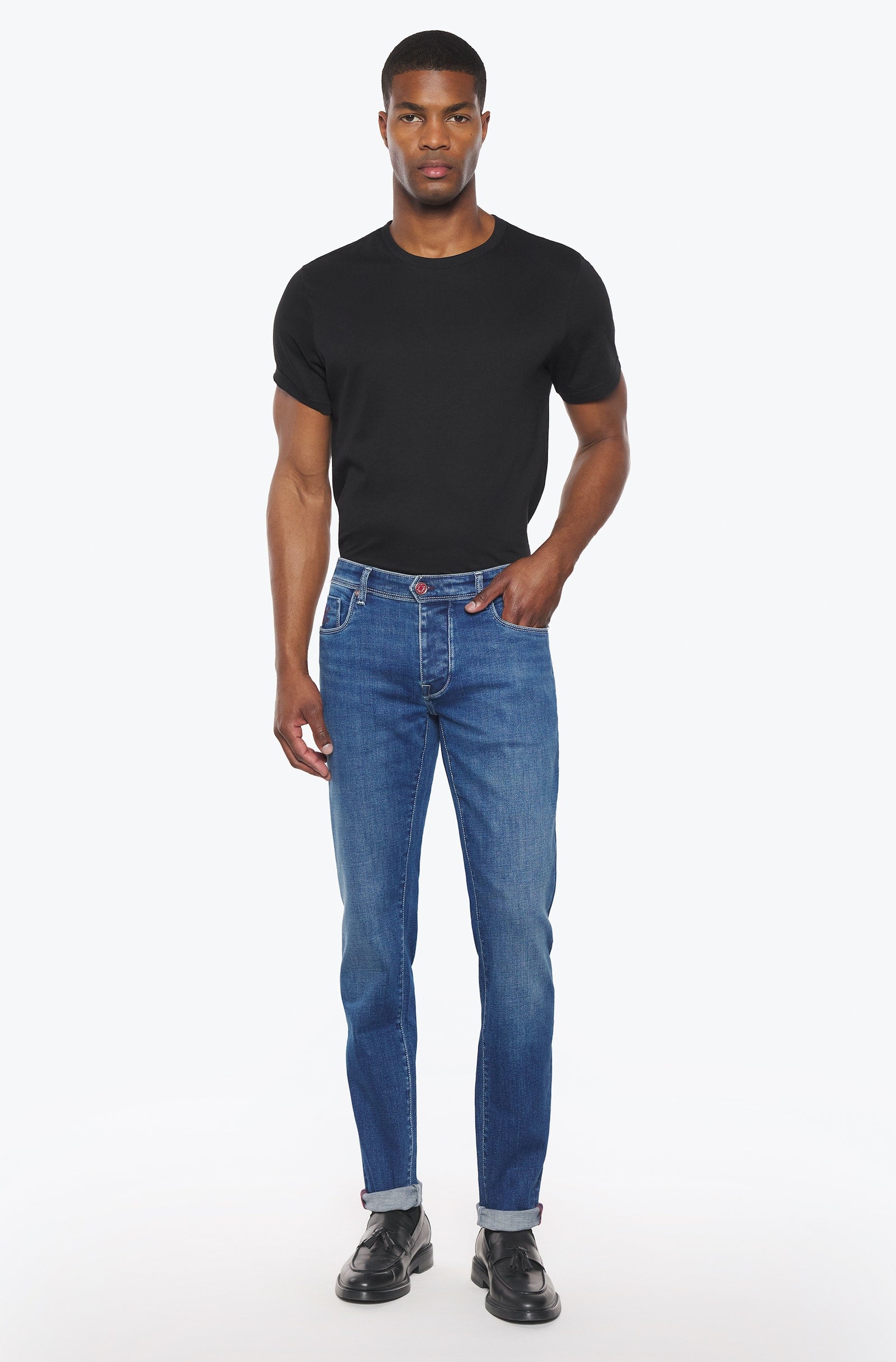 Jeans slim homme pierre moyen bordeaux Vue 2 - Ace Denim Paris