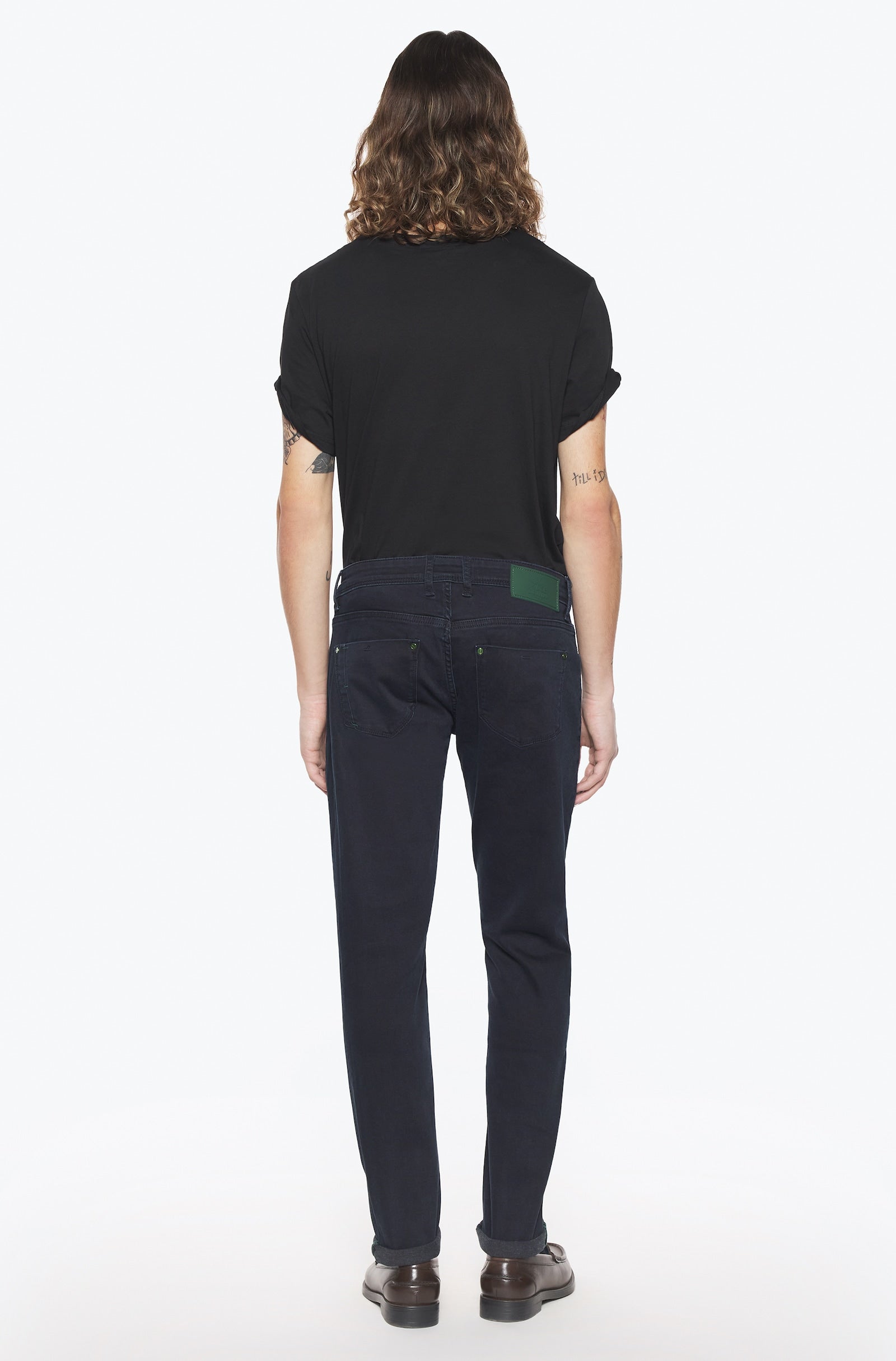 Jeans slim homme bleu nuit vert racing Vue 3 - Ace Denim Paris