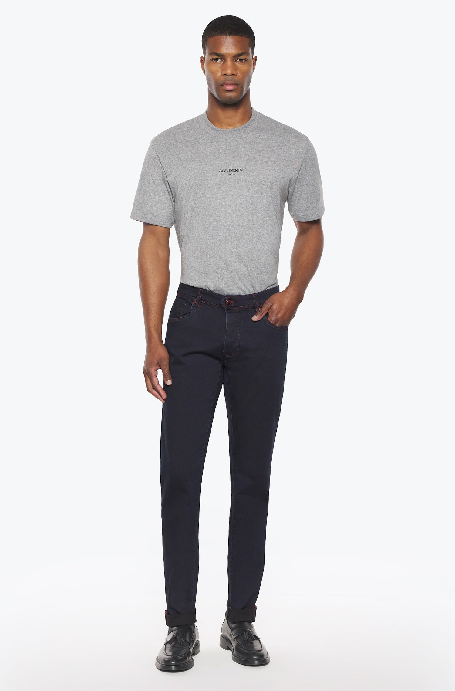 Jeans slim homme noir navy bordeaux - Ace Denim Paris