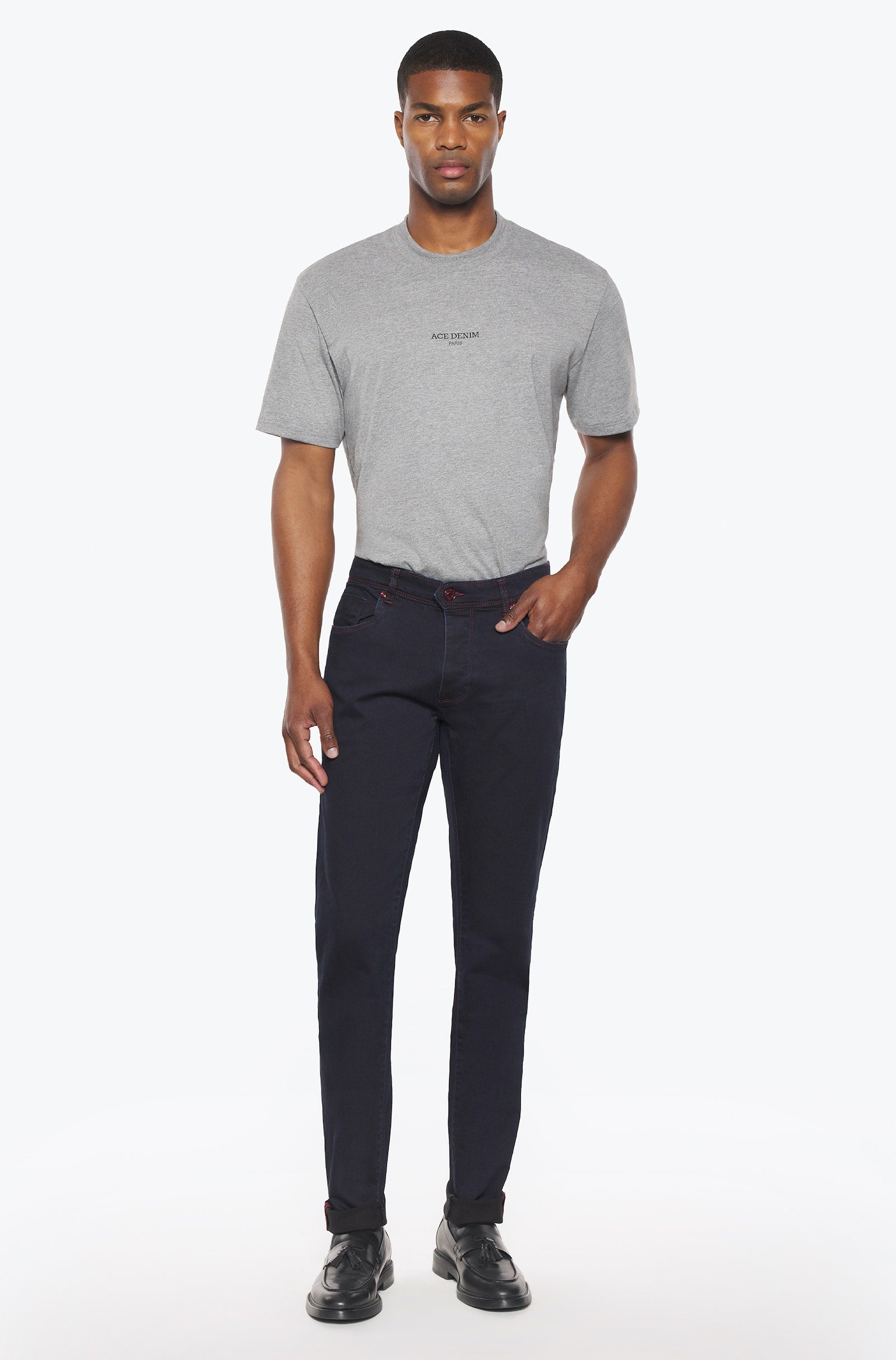 Jeans slim homme noir navy bordeaux - Ace Denim Paris