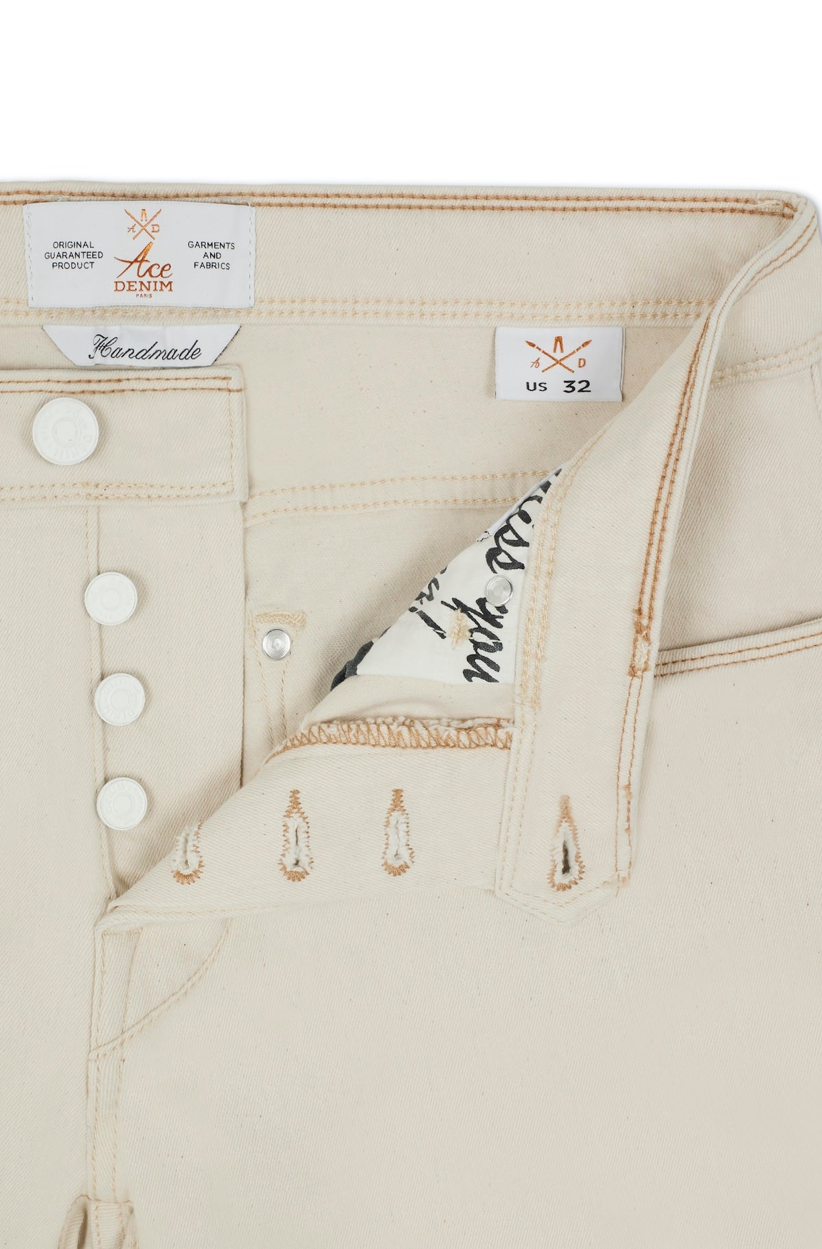 Jeans slim homme blanc cassé 3d Vue 2 - Ace Denim Paris