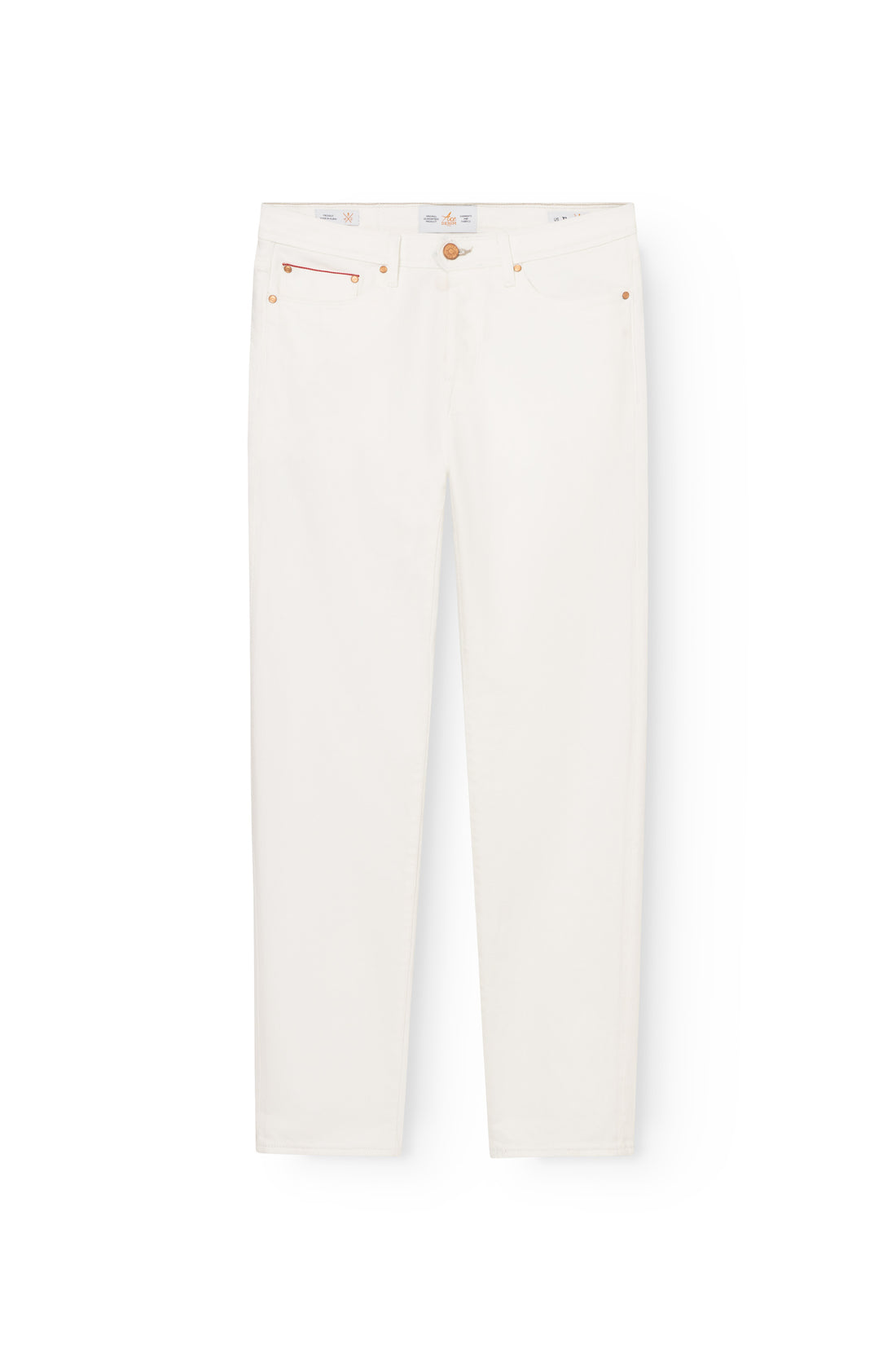 Jean droit homme selvedge blanc en toile Kurabo, vue de face — AD 53 Selvedge Ace Denim Paris