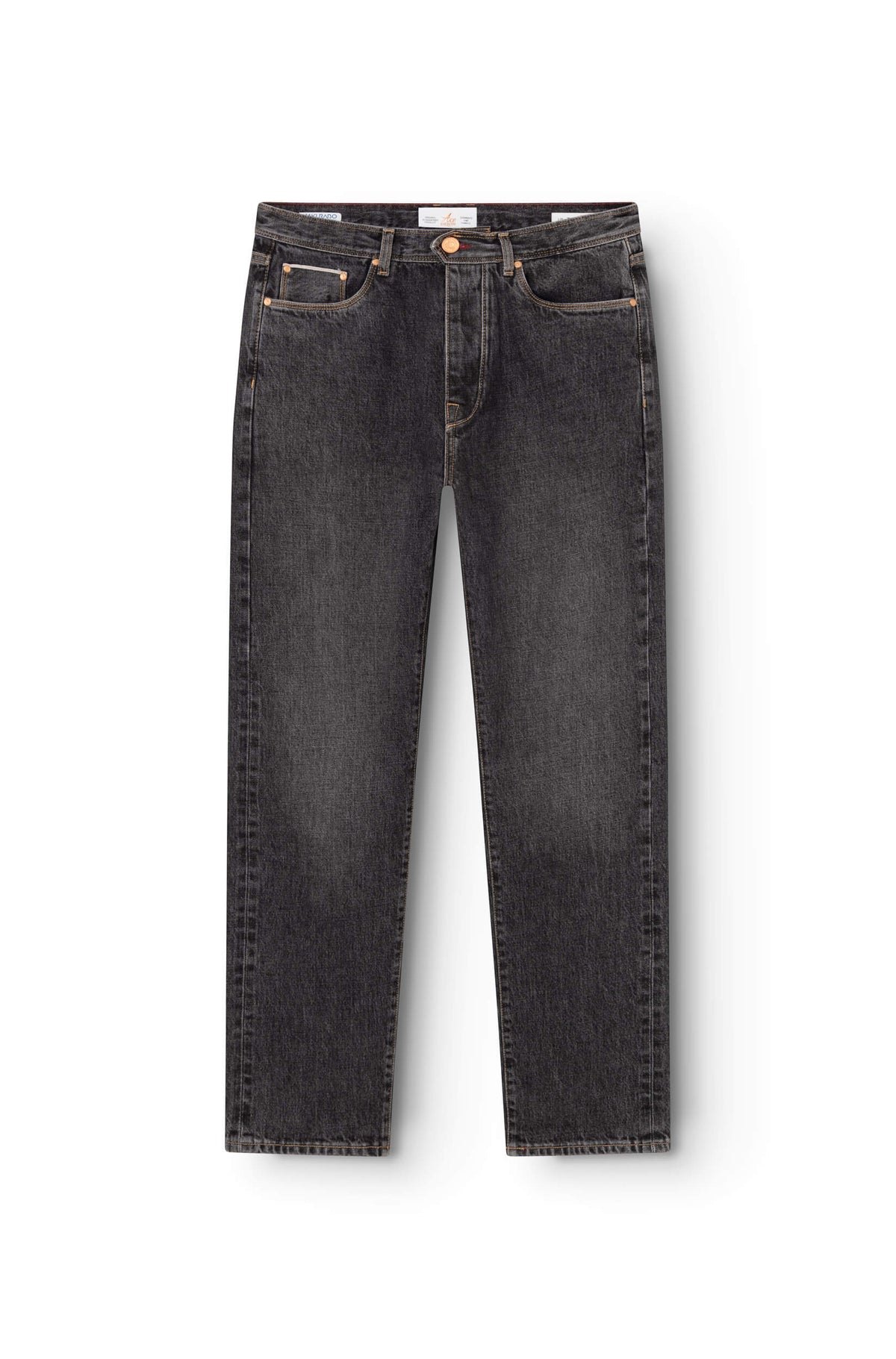 Jean droit homme selvedge Kurabo gris foncé, vue de face — AD 53 Selvedge Ace Denim Paris