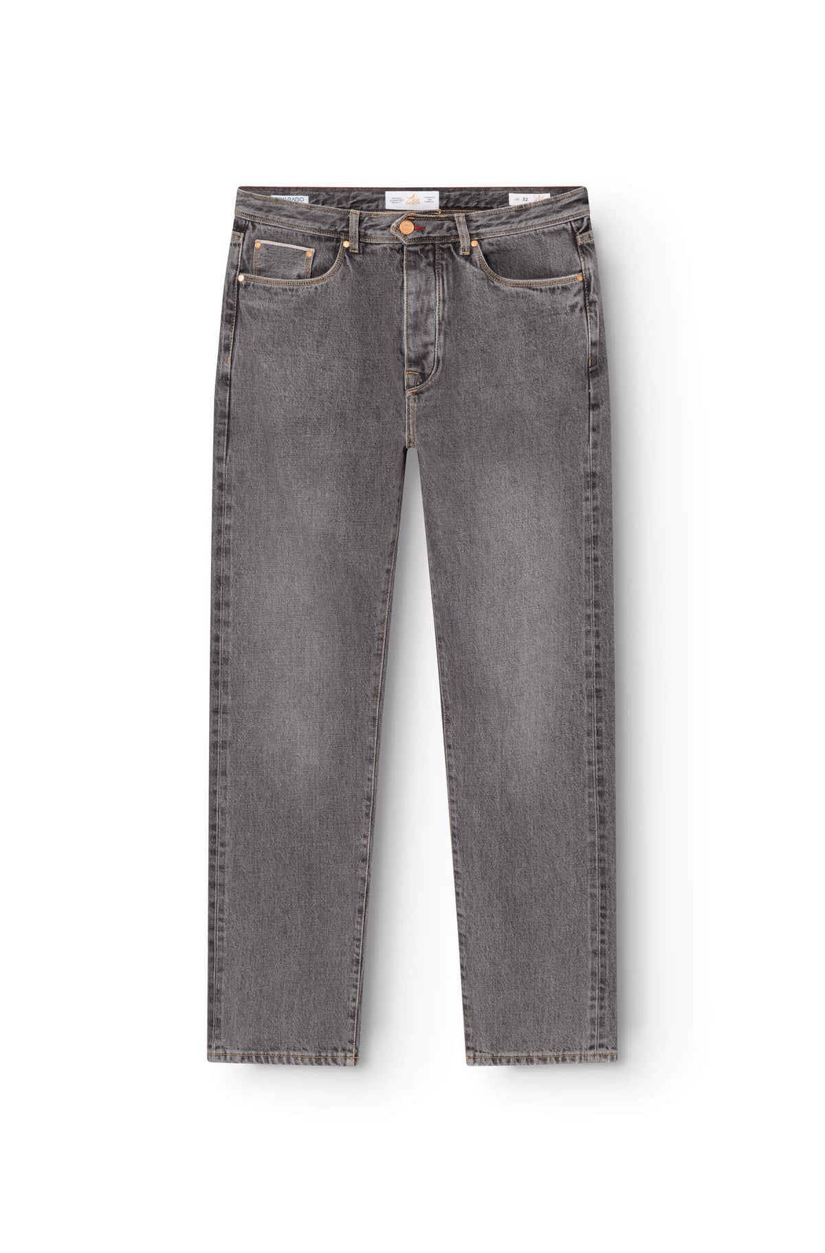Jean droit homme selvedge Kurabo gris, vue de face — AD 53 Selvedge Ace Denim Paris