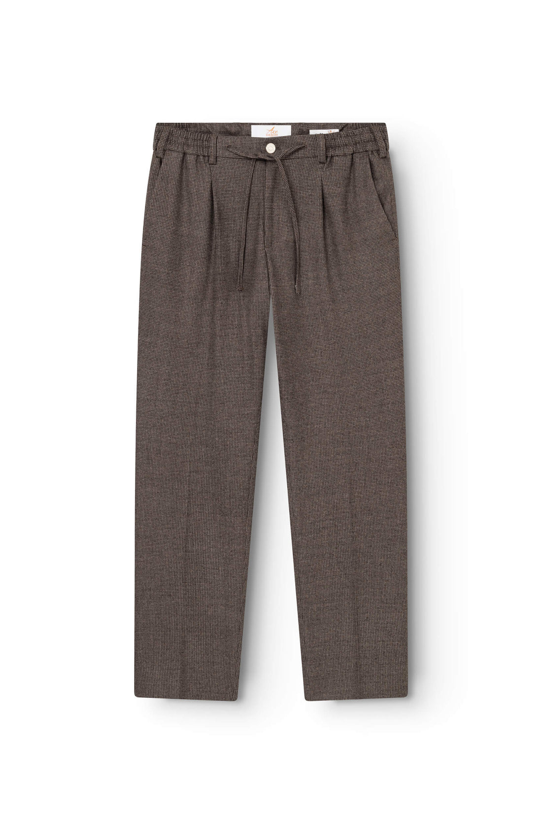 AD 47 - Pantalon Ample en Laine Mérinos Pied de poule Marron