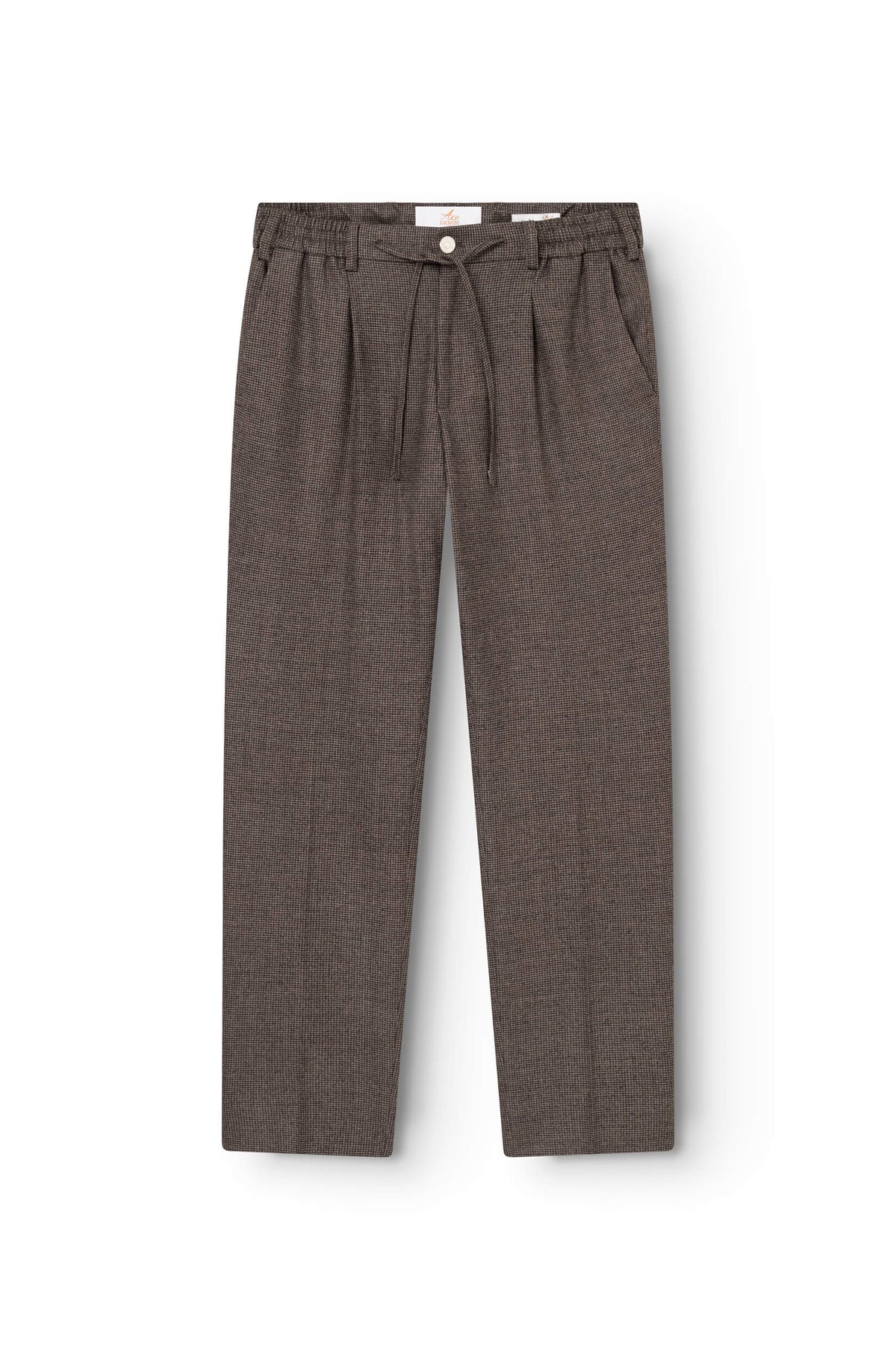 AD 47 - Straight-Leg Pleated Trousers in Brown Houndstooth Merino Wool