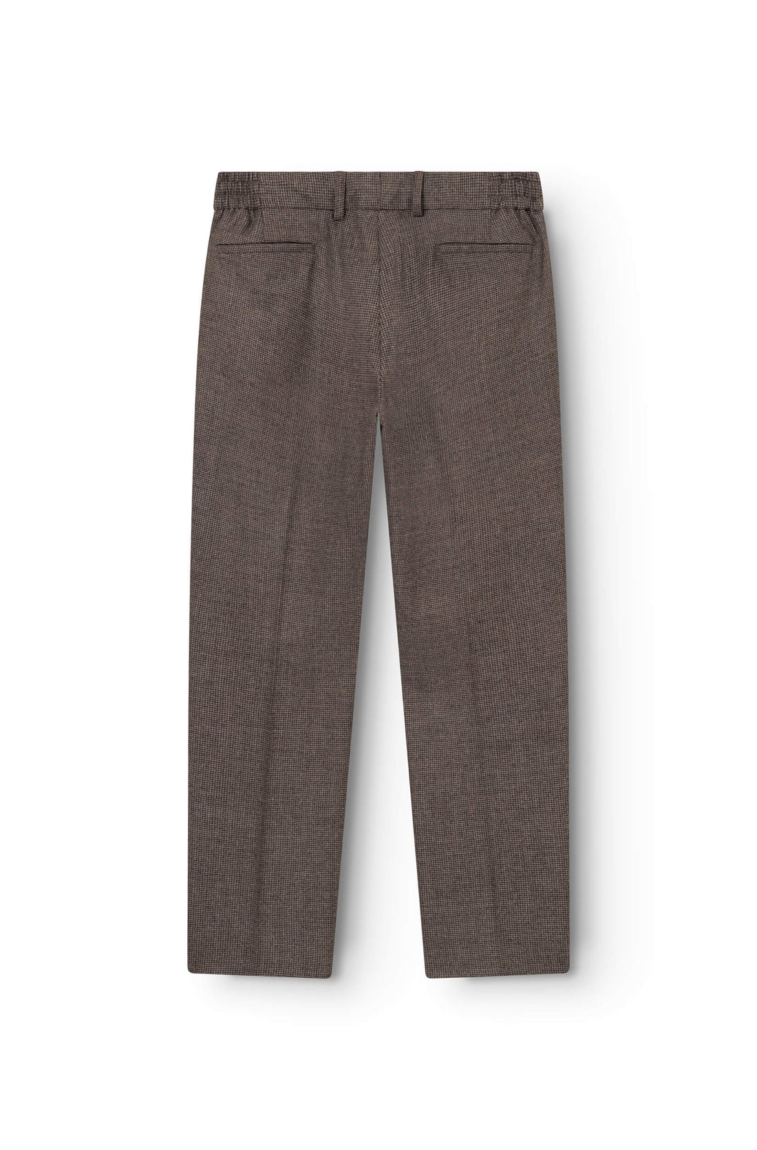 AD 47 - Pantalon Ample en Laine Mérinos Pied de poule Marron