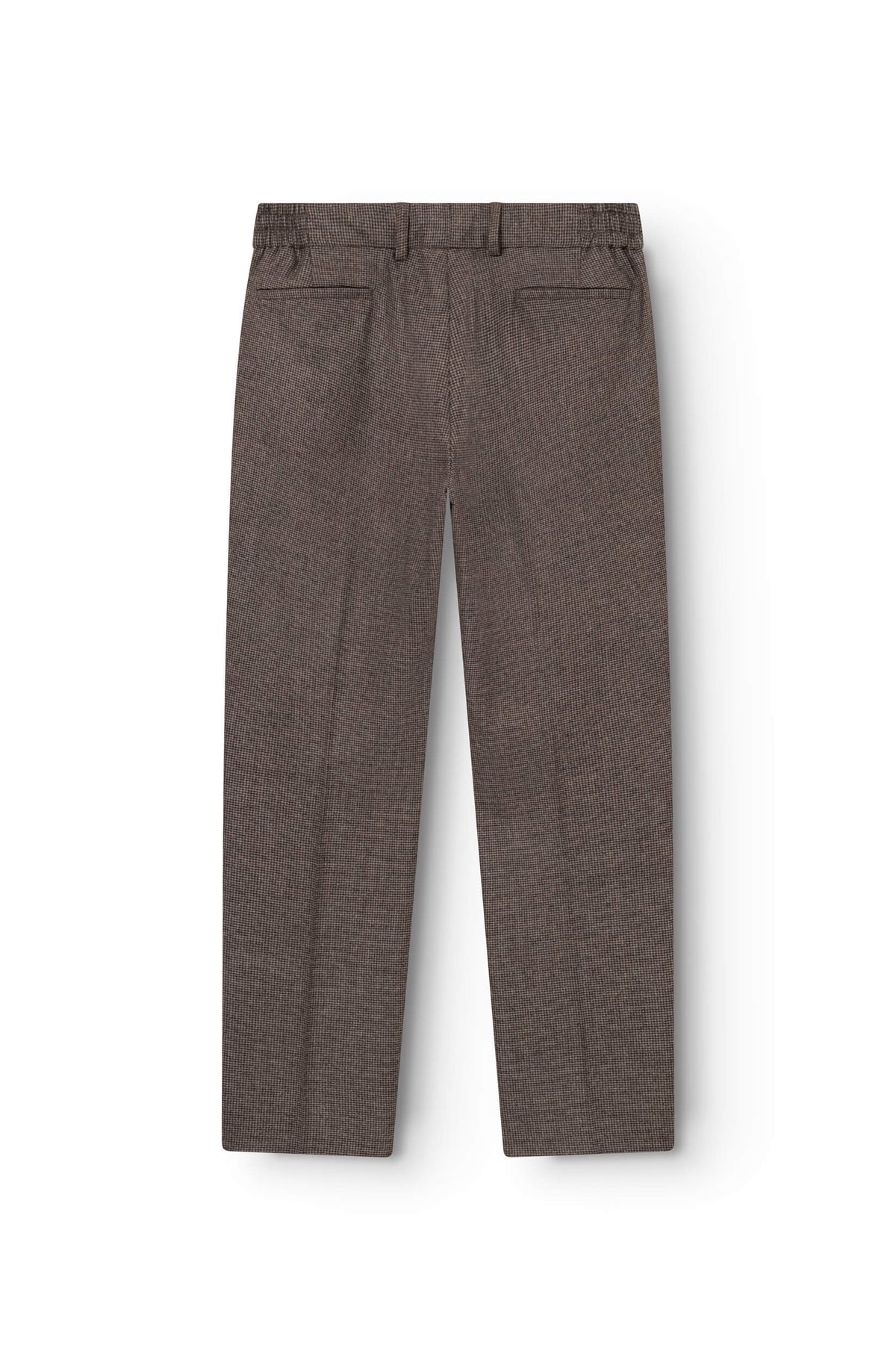AD 47 - Straight-Leg Pleated Trousers in Brown Houndstooth Merino Wool
