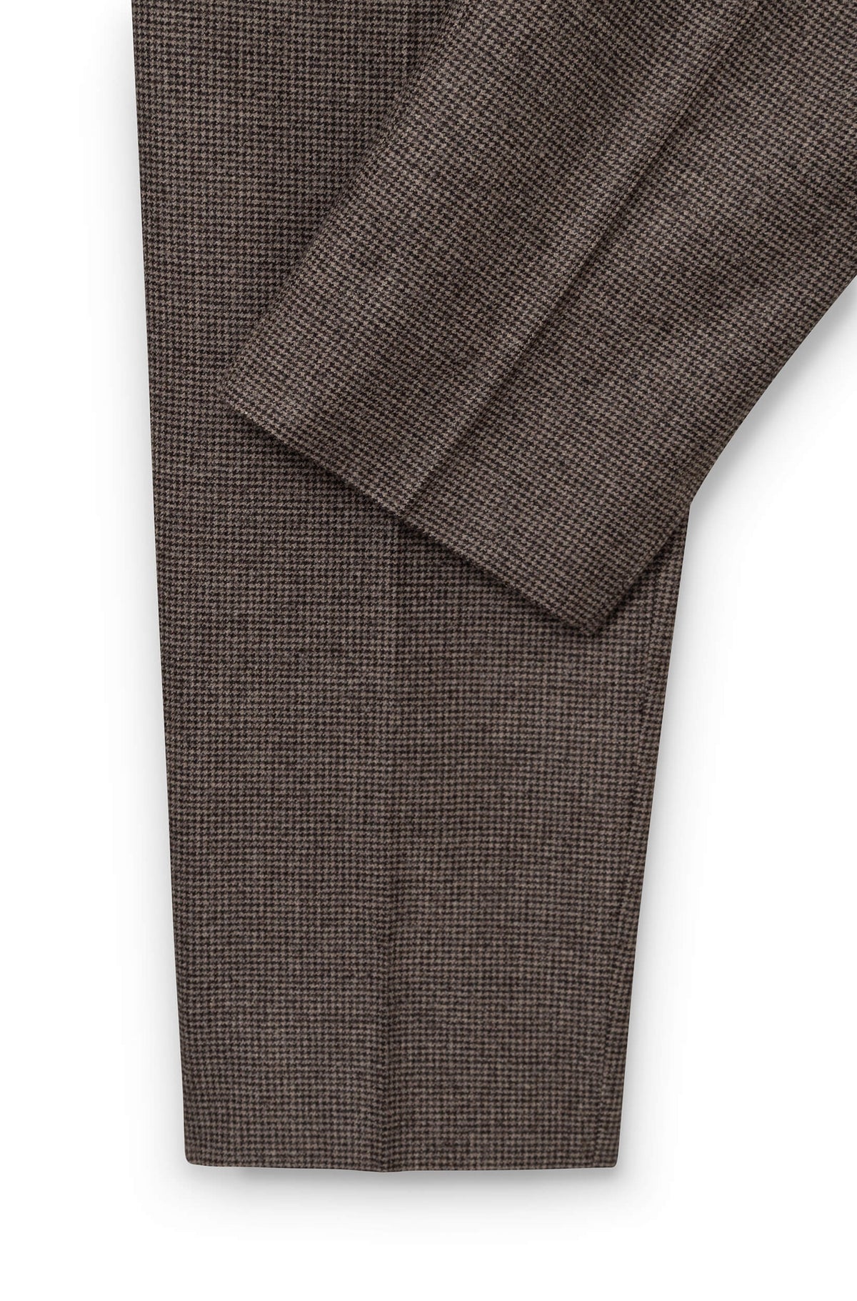 AD 47 - Straight-Leg Pleated Trousers in Brown Houndstooth Merino Wool