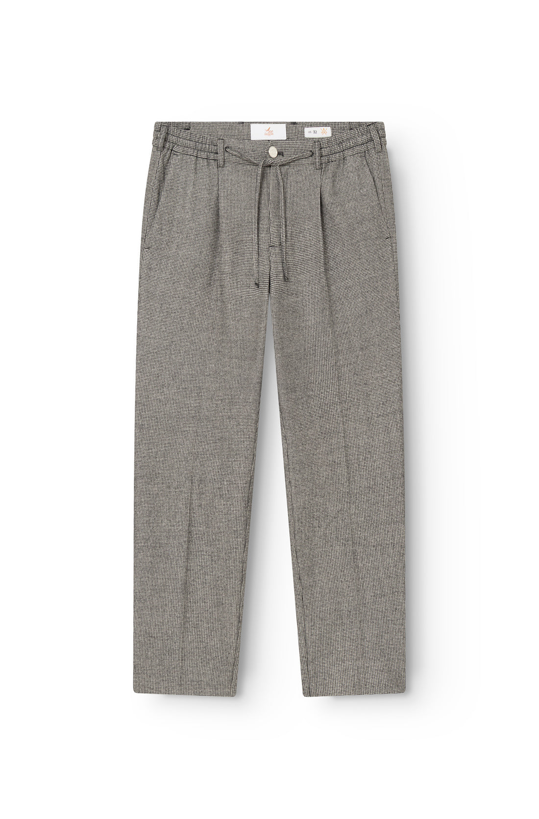 AD 47 - Straight-Leg Pleated Trousers in White Houndstooth Merino Wool
