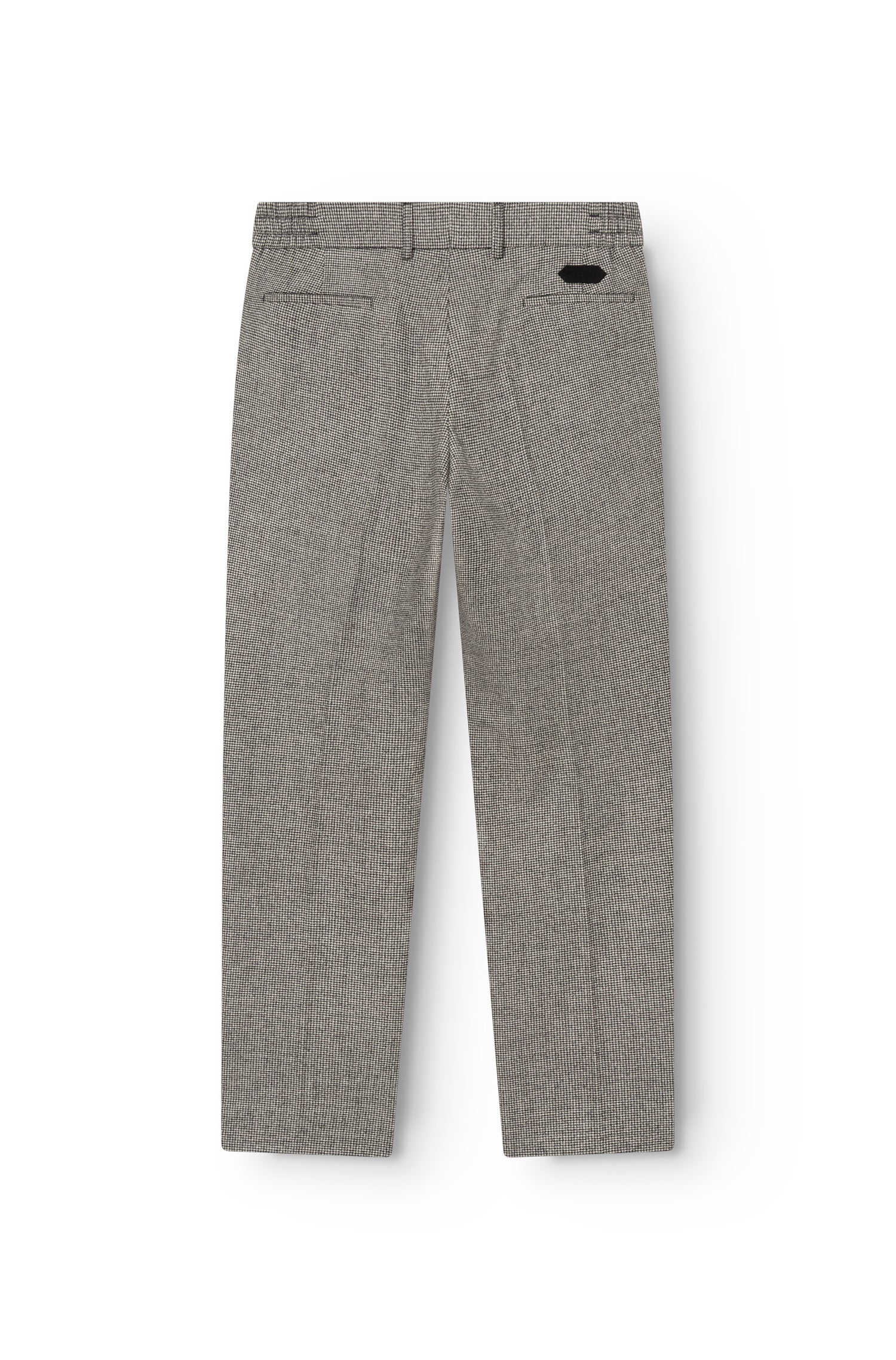 AD 47 - Straight-Leg Pleated Trousers in White Houndstooth Merino Wool