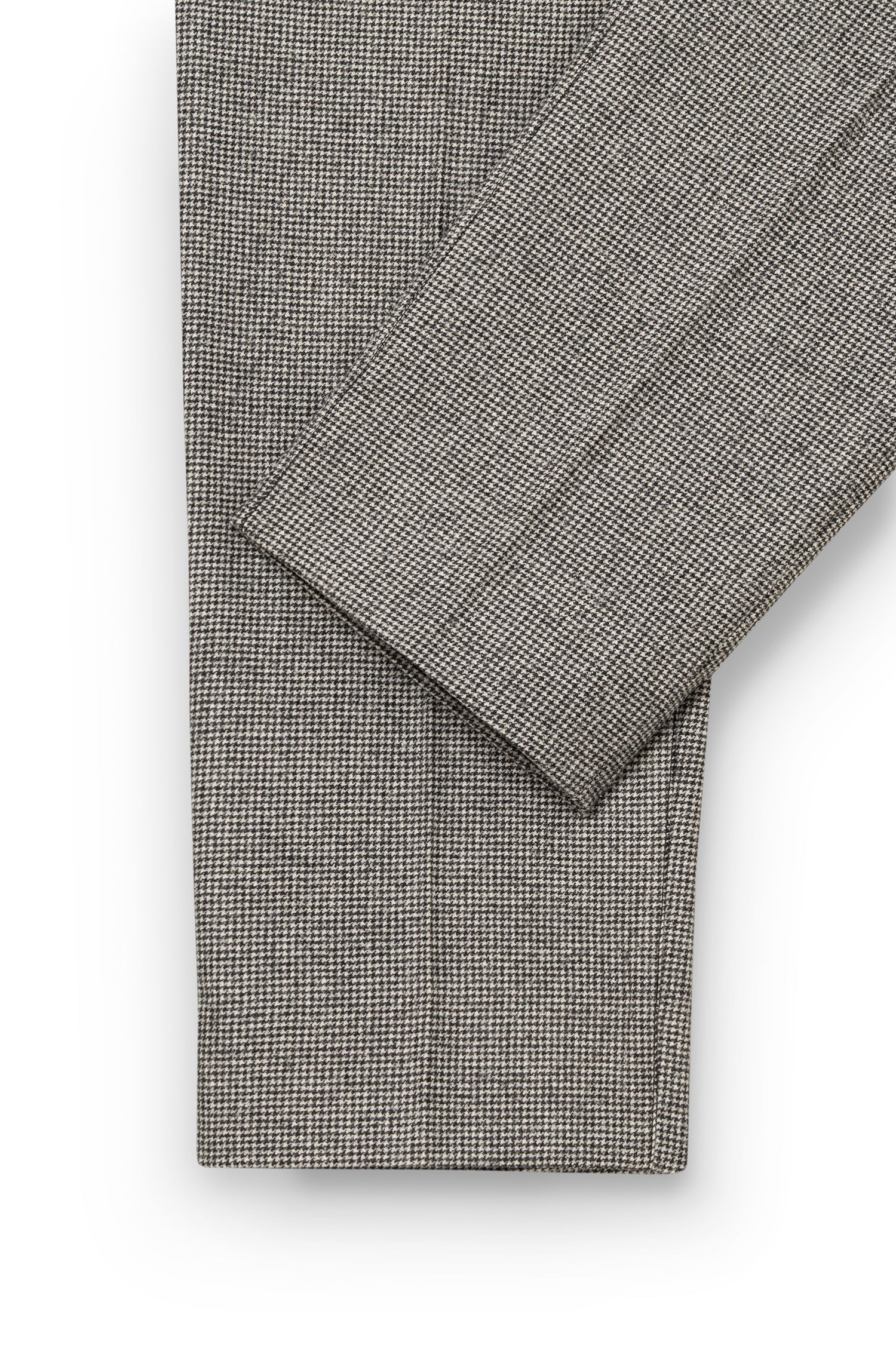 AD 47 - Straight-Leg Pleated Trousers in White Houndstooth Merino Wool