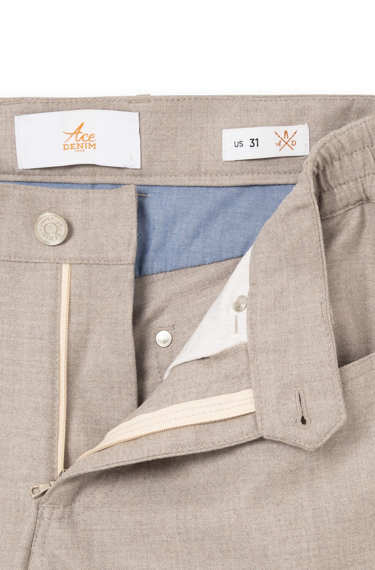 AD 45 - Beige Wool Flannel Trousers