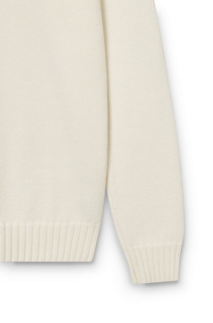 AD 199 - Pull à Col Rond en laine Blanc Cassé