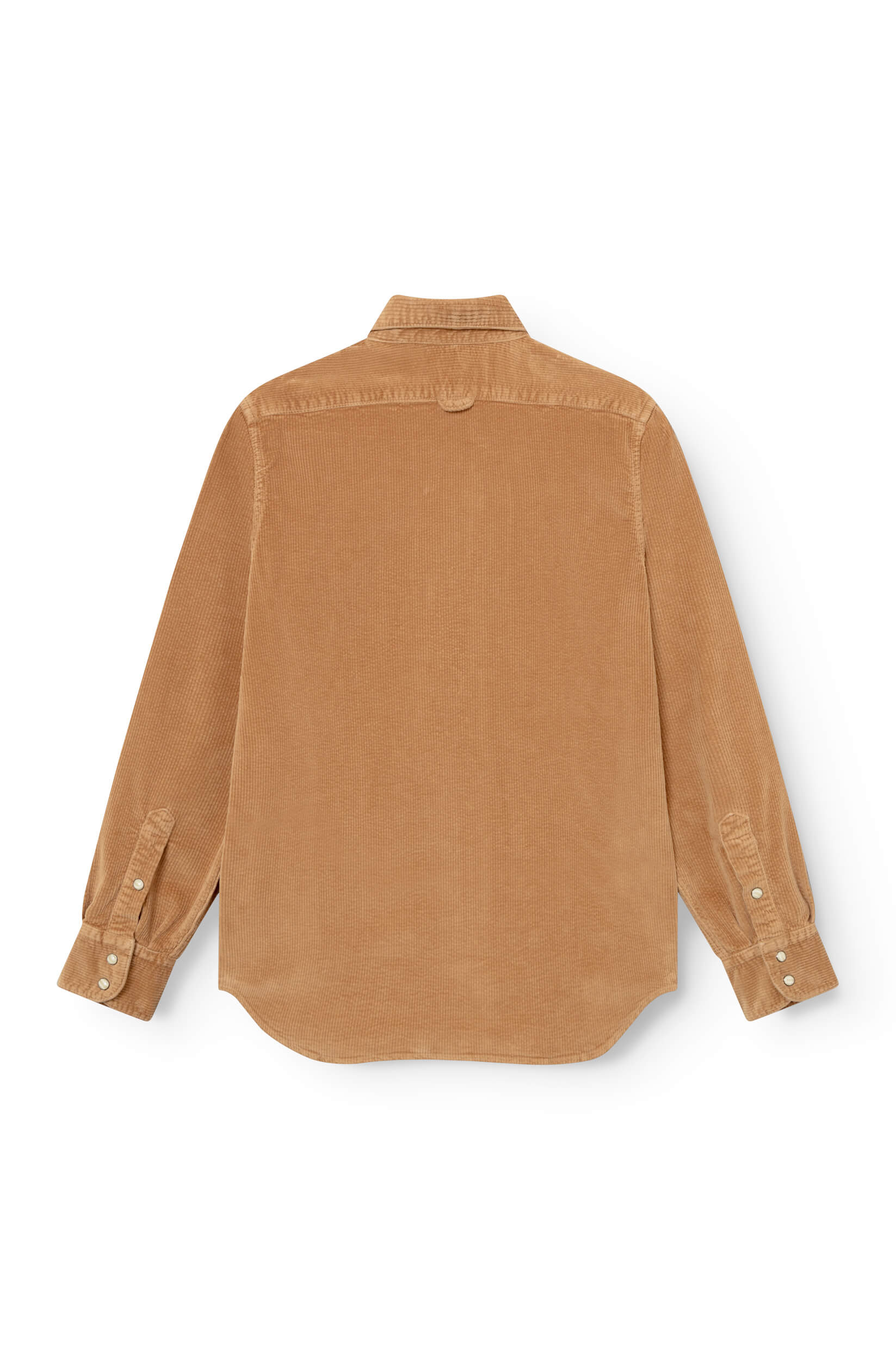 Vue de dos de la chemise en velours caramel