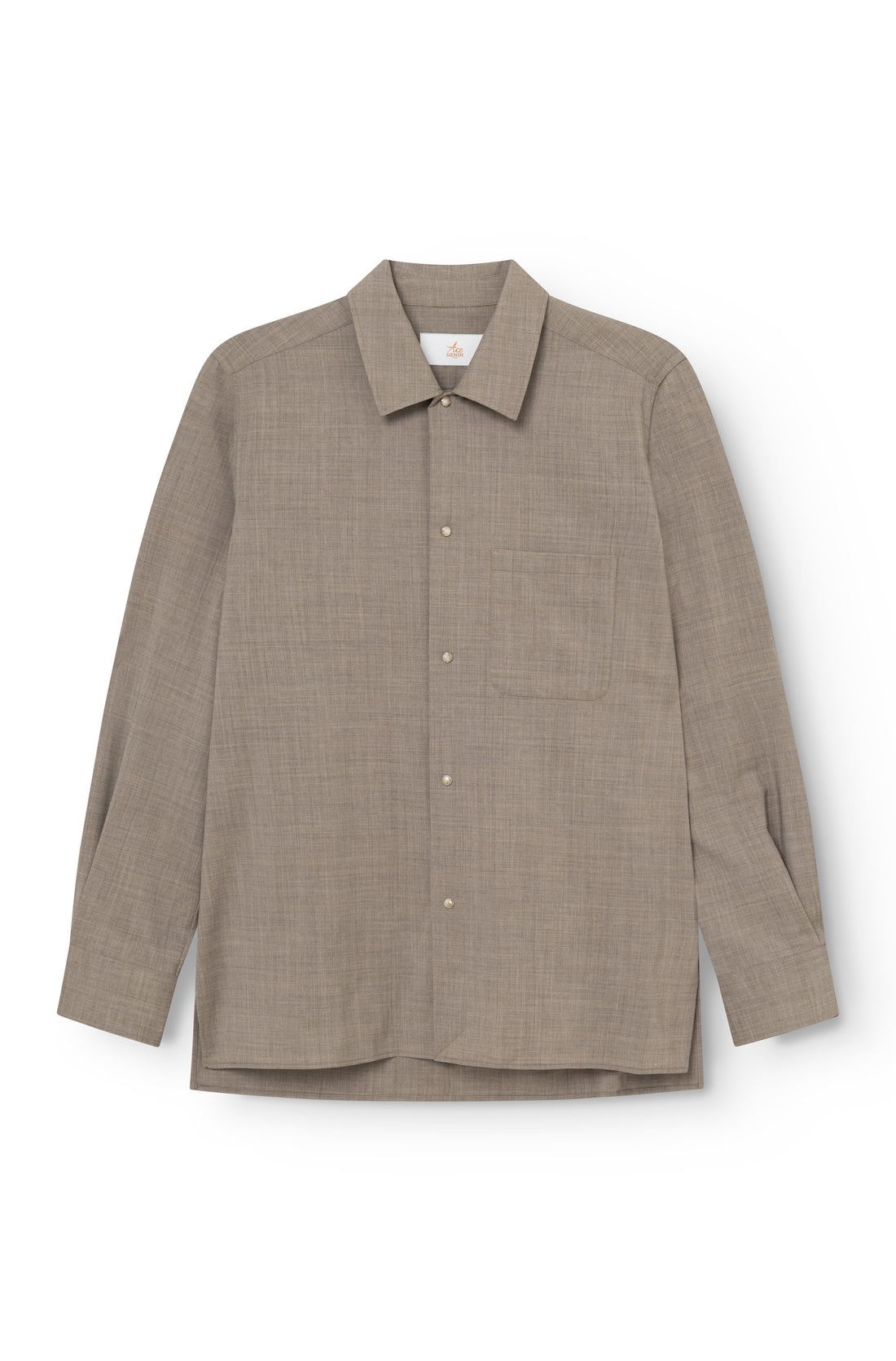 Herren-Overshirt aus Kaltwolle in Beige, Regular Fit, Vorderansicht — AD 82 Ace Denim Paris