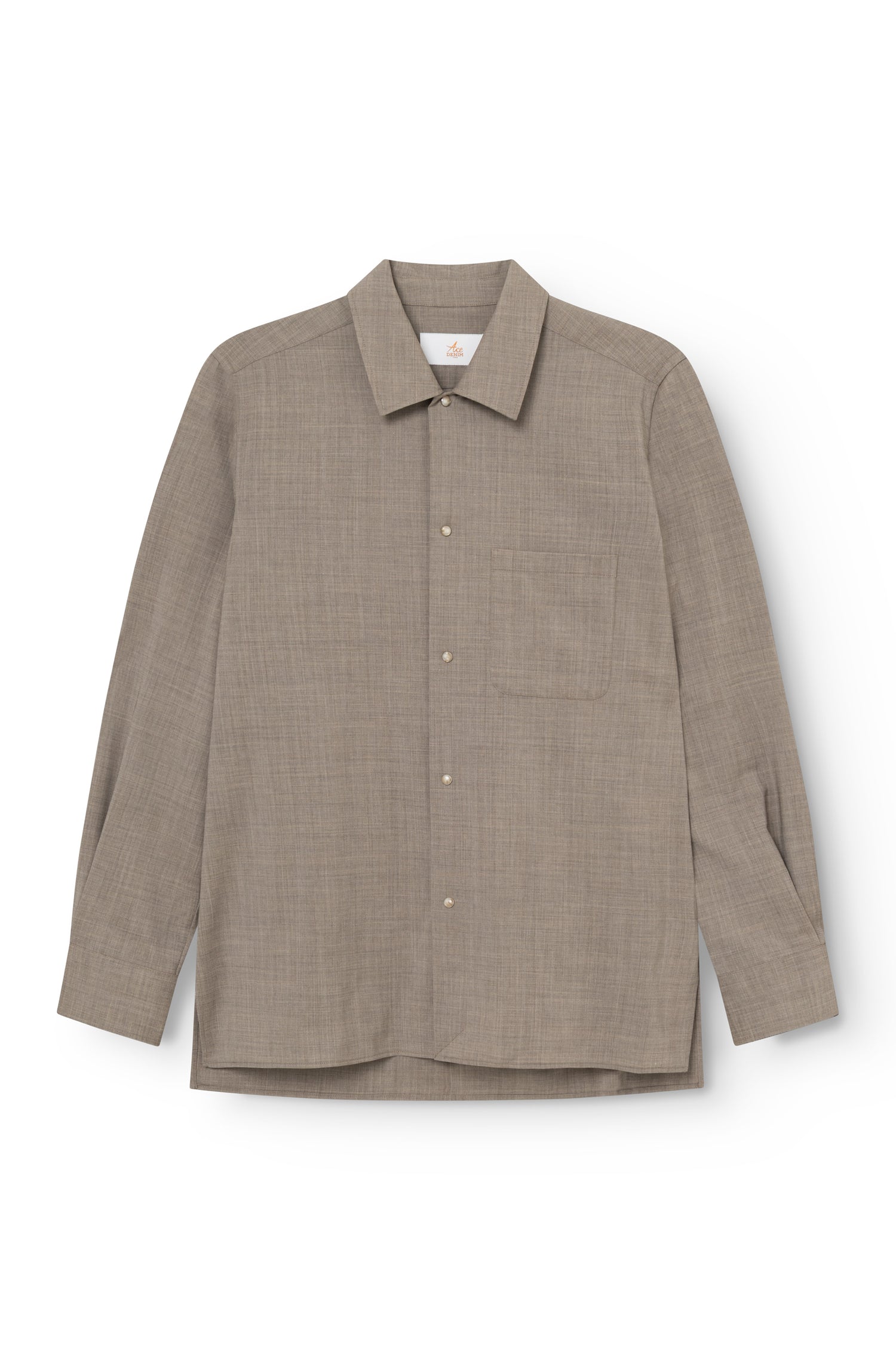 Herren-Overshirt aus Kaltwolle in Beige, Regular Fit, Vorderansicht — AD 82 Ace Denim Paris