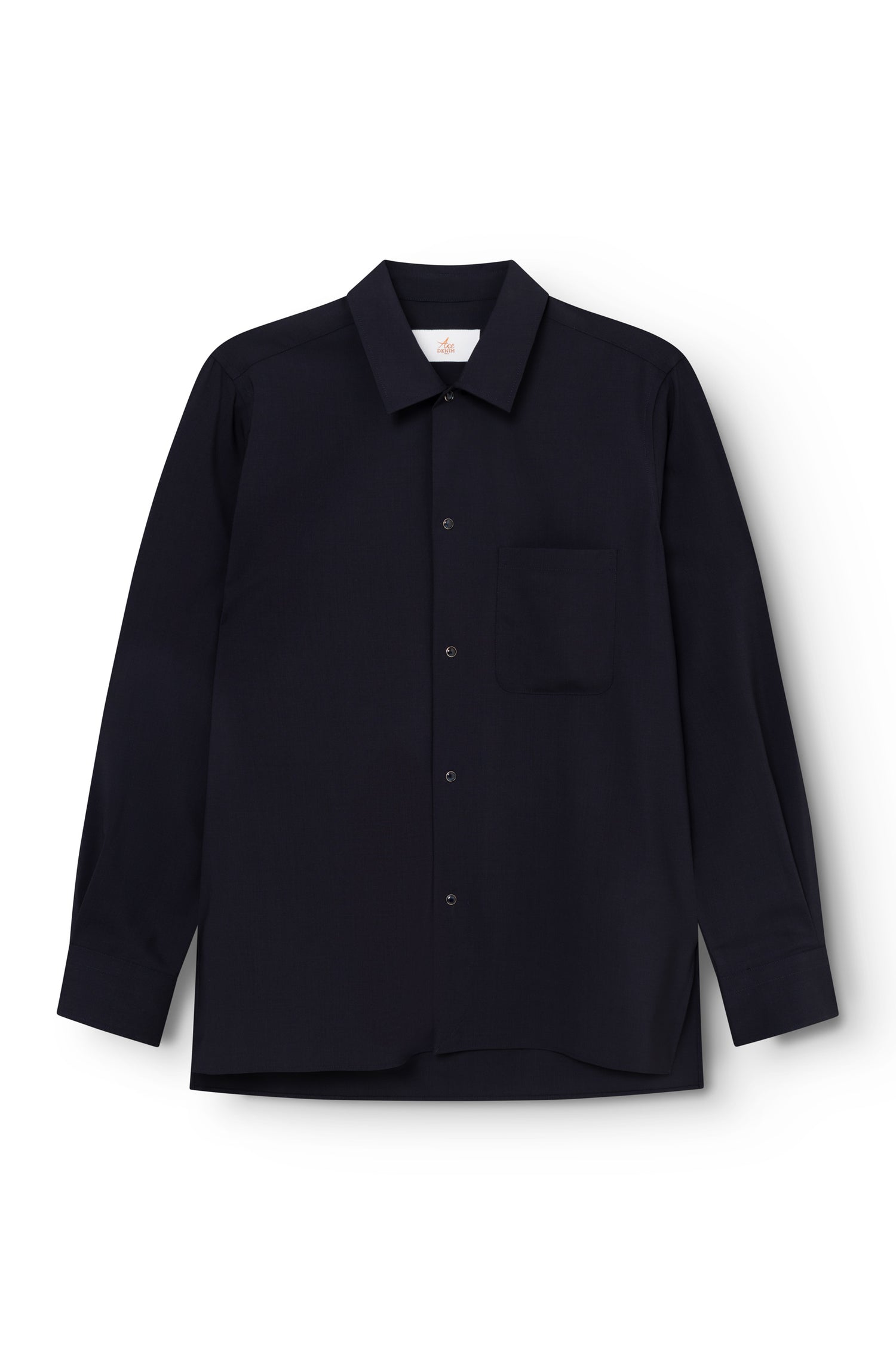 Herren-Overshirt aus Kaltwolle in Marine, Regular Fit, Vorderansicht — AD 82 Ace Denim Paris