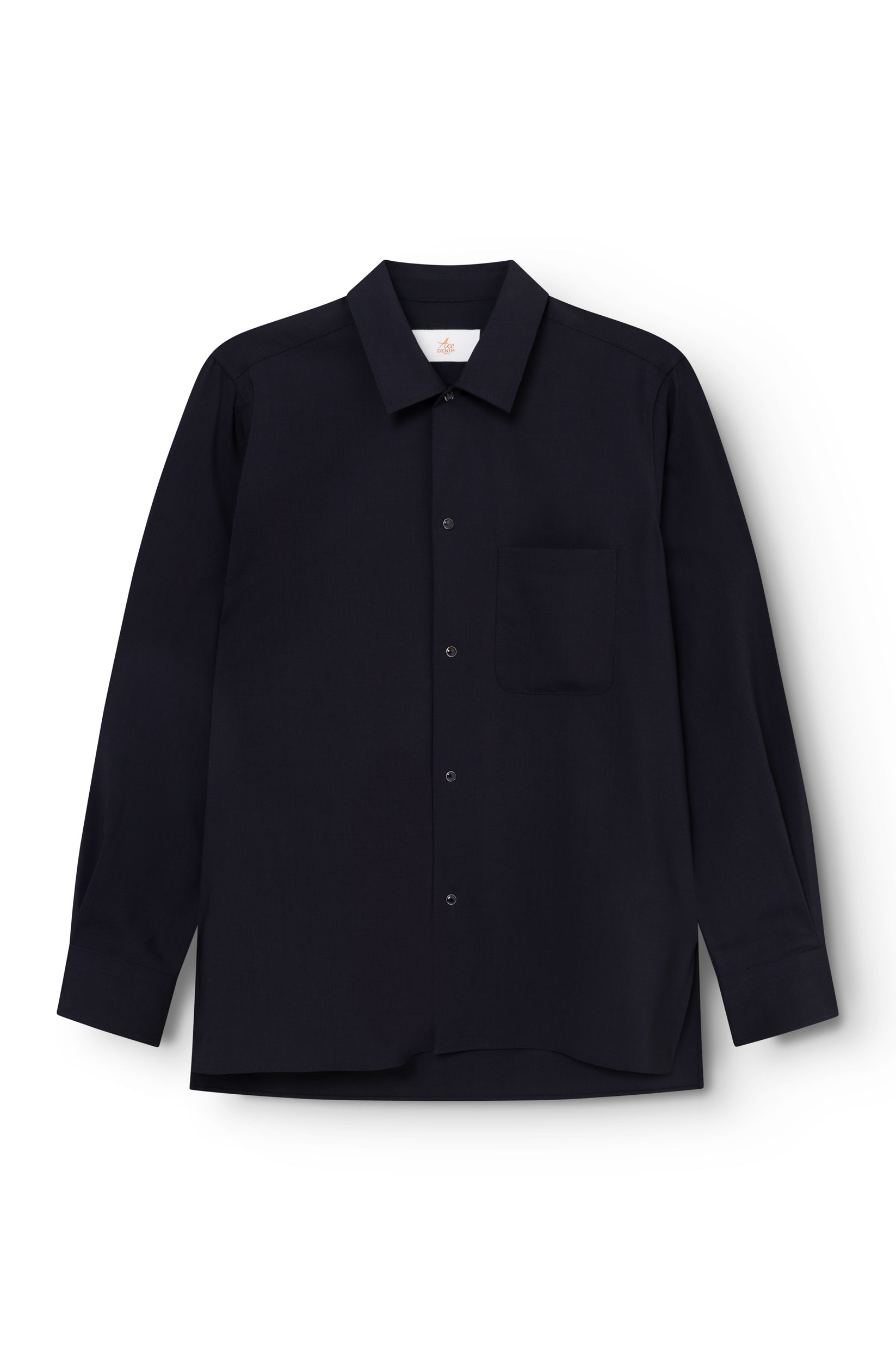 Herren-Overshirt aus Kaltwolle in Marine, Regular Fit, Vorderansicht — AD 82 Ace Denim Paris