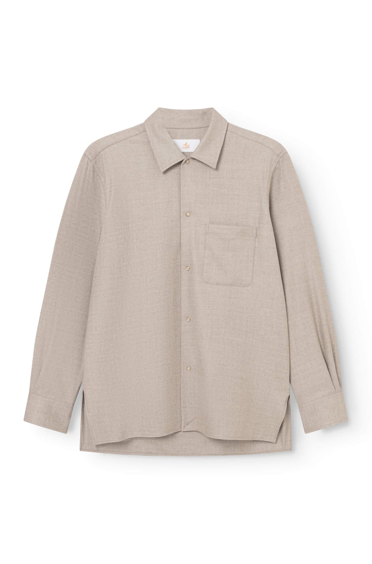 Surchemise en laine mérinos beige AD 82 vue face — Ace Denim Paris