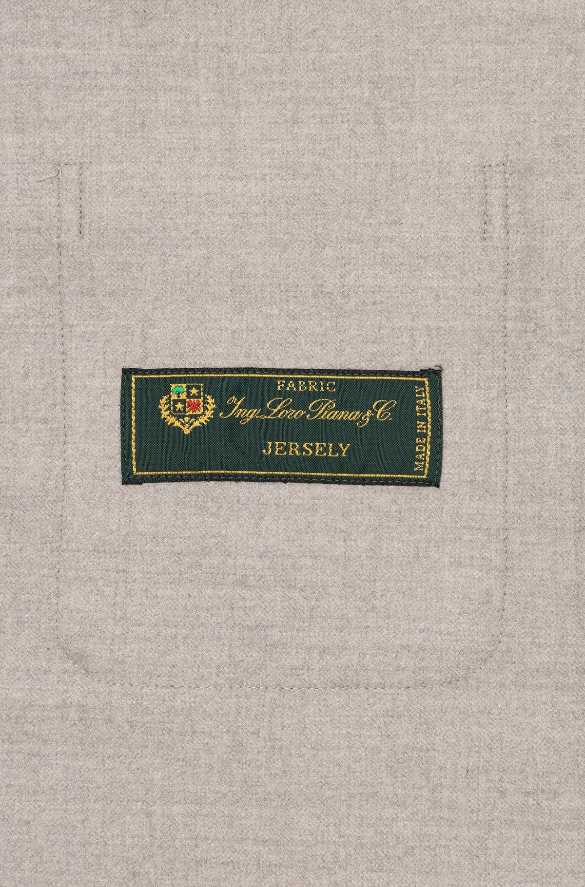 Surchemise en laine mérinos beige AD 82 étiquette tissu Loro Piana Jersely — Ace Denim Paris