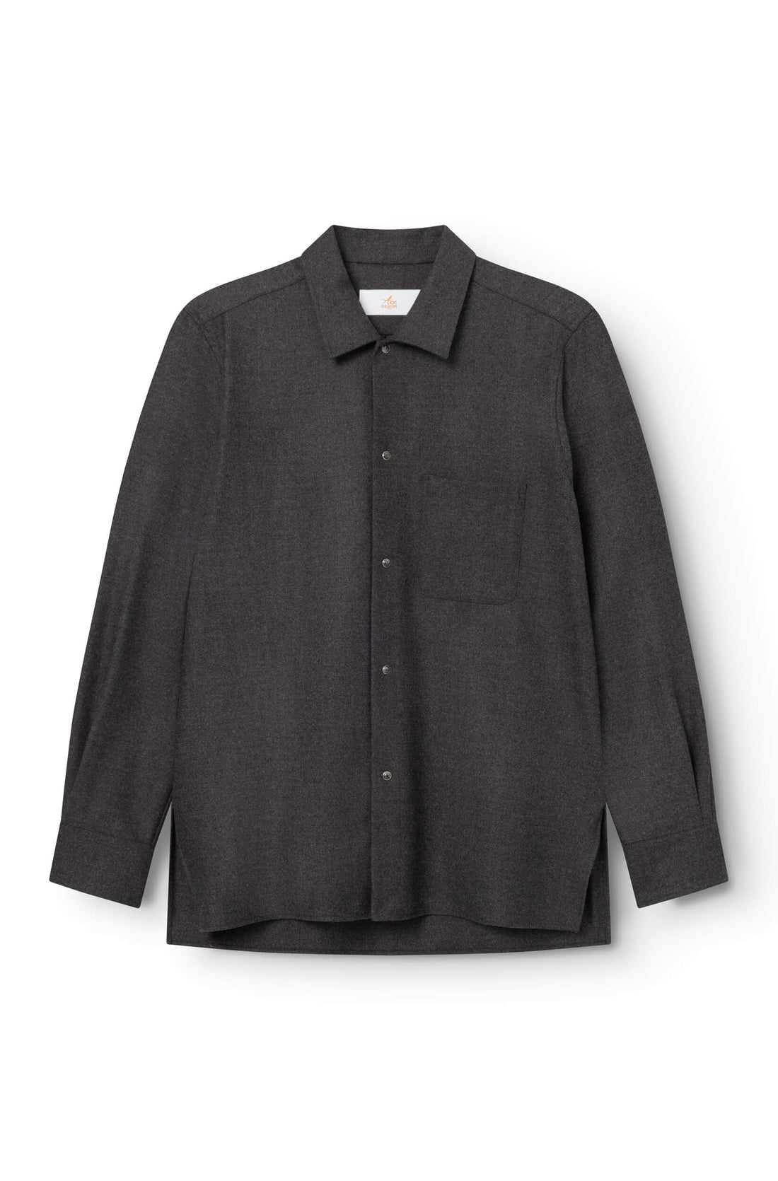 Surchemise en laine mérinos gris anthracite AD 82 vue face — Ace Denim Paris