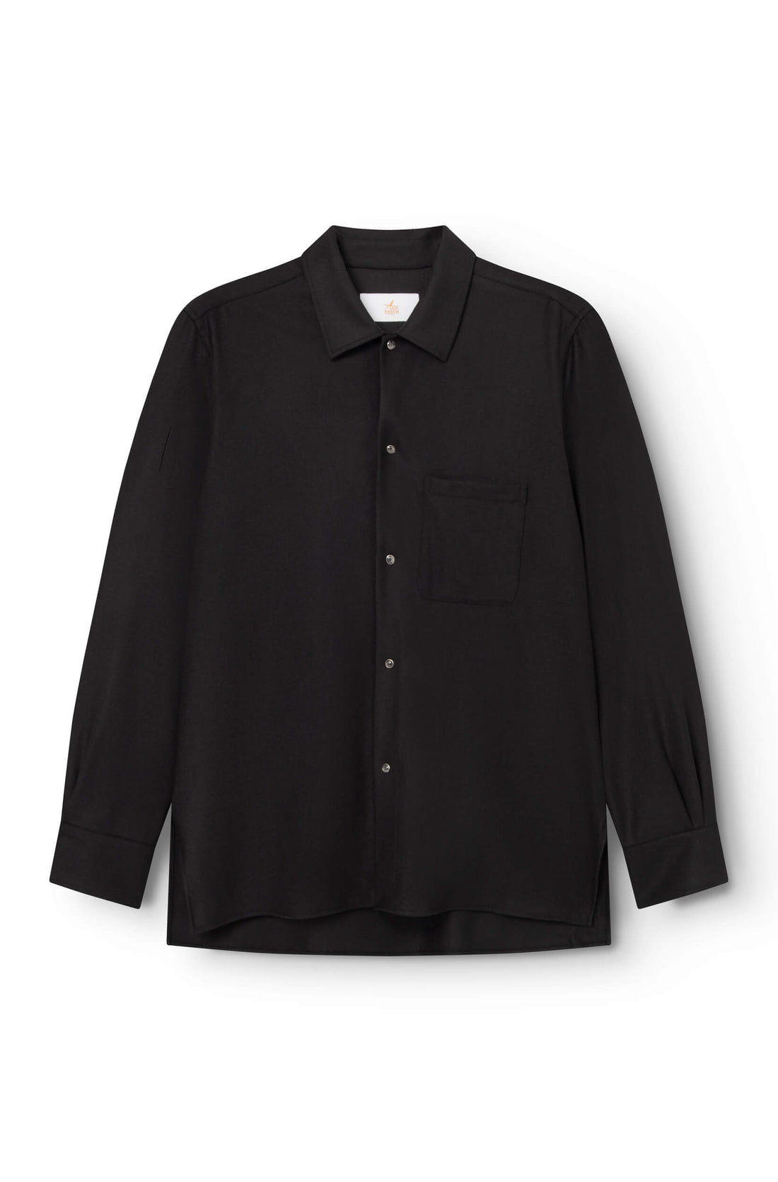 Surchemise en laine mérinos noir AD 82 vue face — Ace Denim Paris