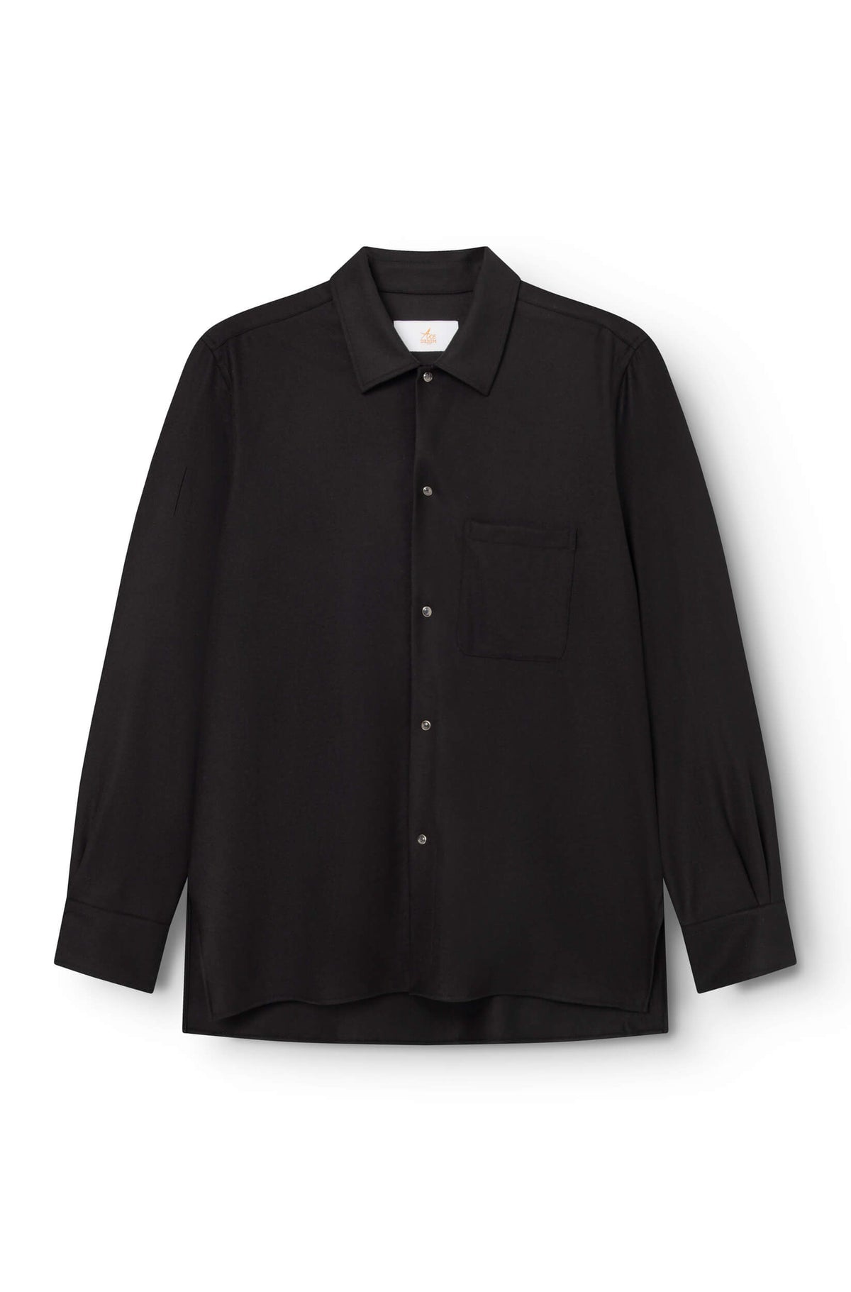 Surchemise en laine mérinos noir AD 82 vue face — Ace Denim Paris