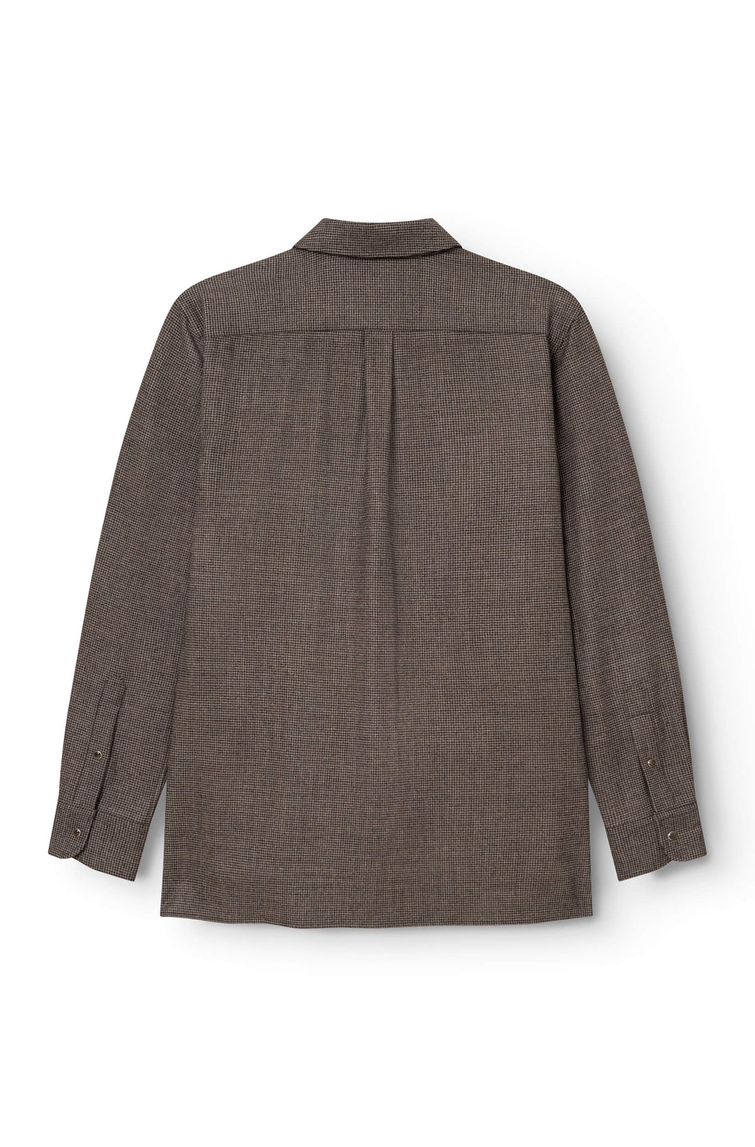 Surchemise en laine mérinos pied de poule marron AD 82 vue dos — Ace Denim Paris