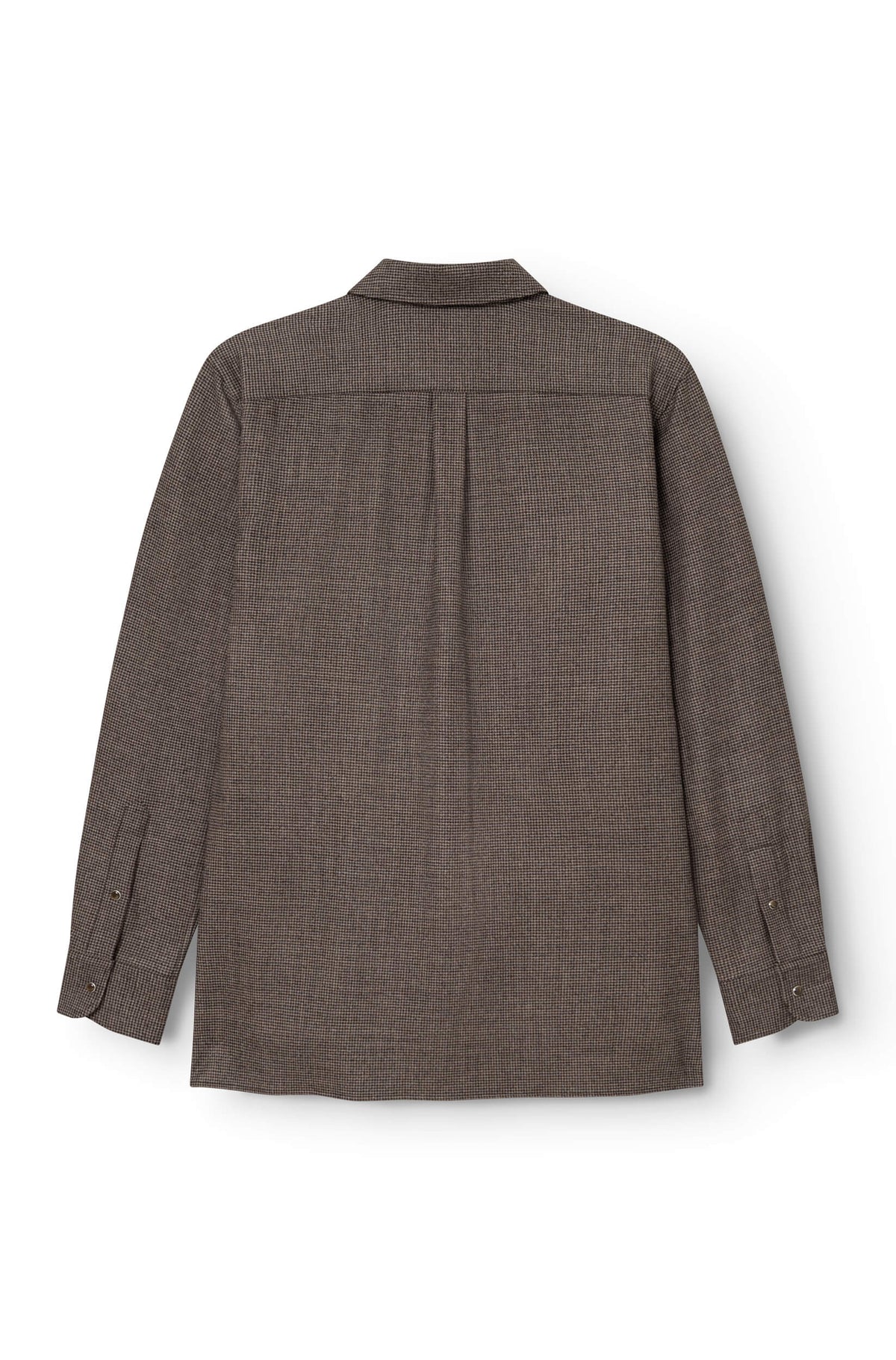 Surchemise en laine mérinos pied de poule marron AD 82 vue dos — Ace Denim Paris