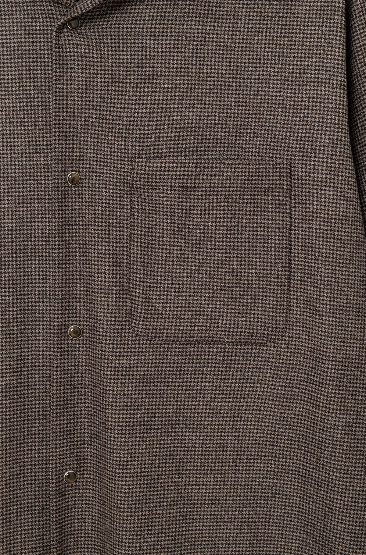 Surchemise en laine mérinos pied de poule marron AD 82 détail poche poitrine — Ace Denim Paris