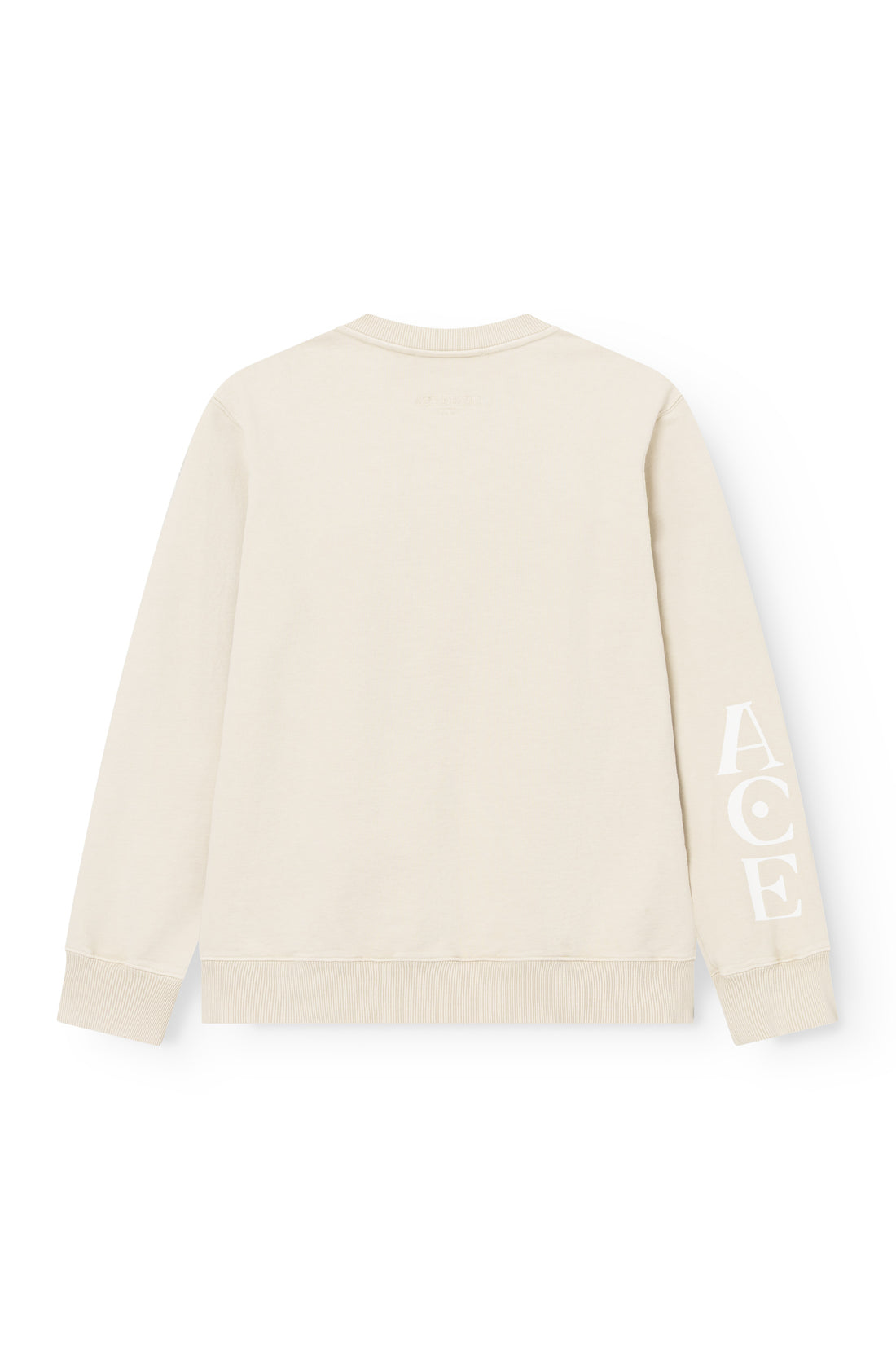 Sweat jersey Ace Beige vue dos logo ACE manche — Ace Denim Paris