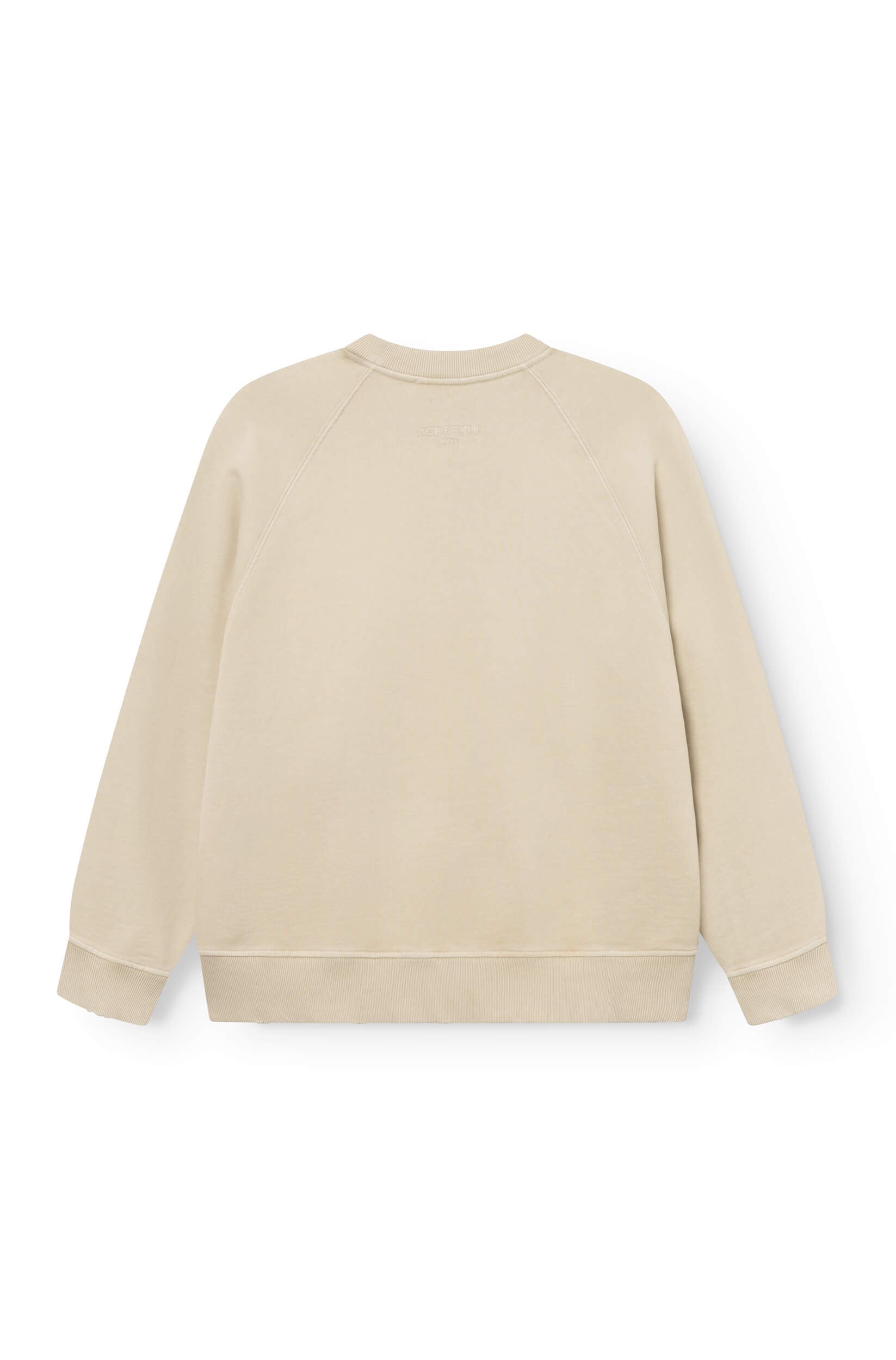 Rear view of the beige cotton sweatshirt dyed by hand with the phrase "life is too short, do whatever the f*** you want"