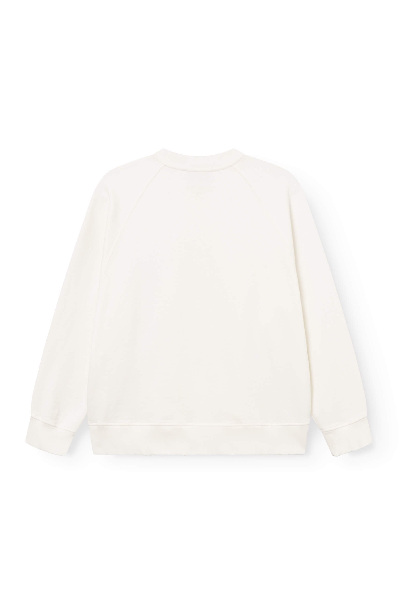 Back view of the off-white cotton sweatshirt hand-dyed with the phrase "life is too short, do whatever the f*** you want"